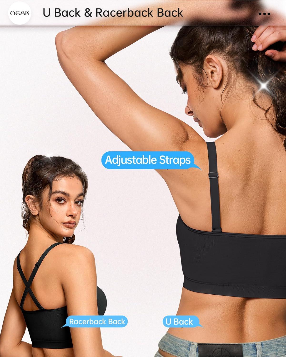 imageOEAK Bralettes for Women No Padding Comfortable Wireless Bras Seamless Bralette No Underwire Bra Cute Everyday Tshirt BrasBlack