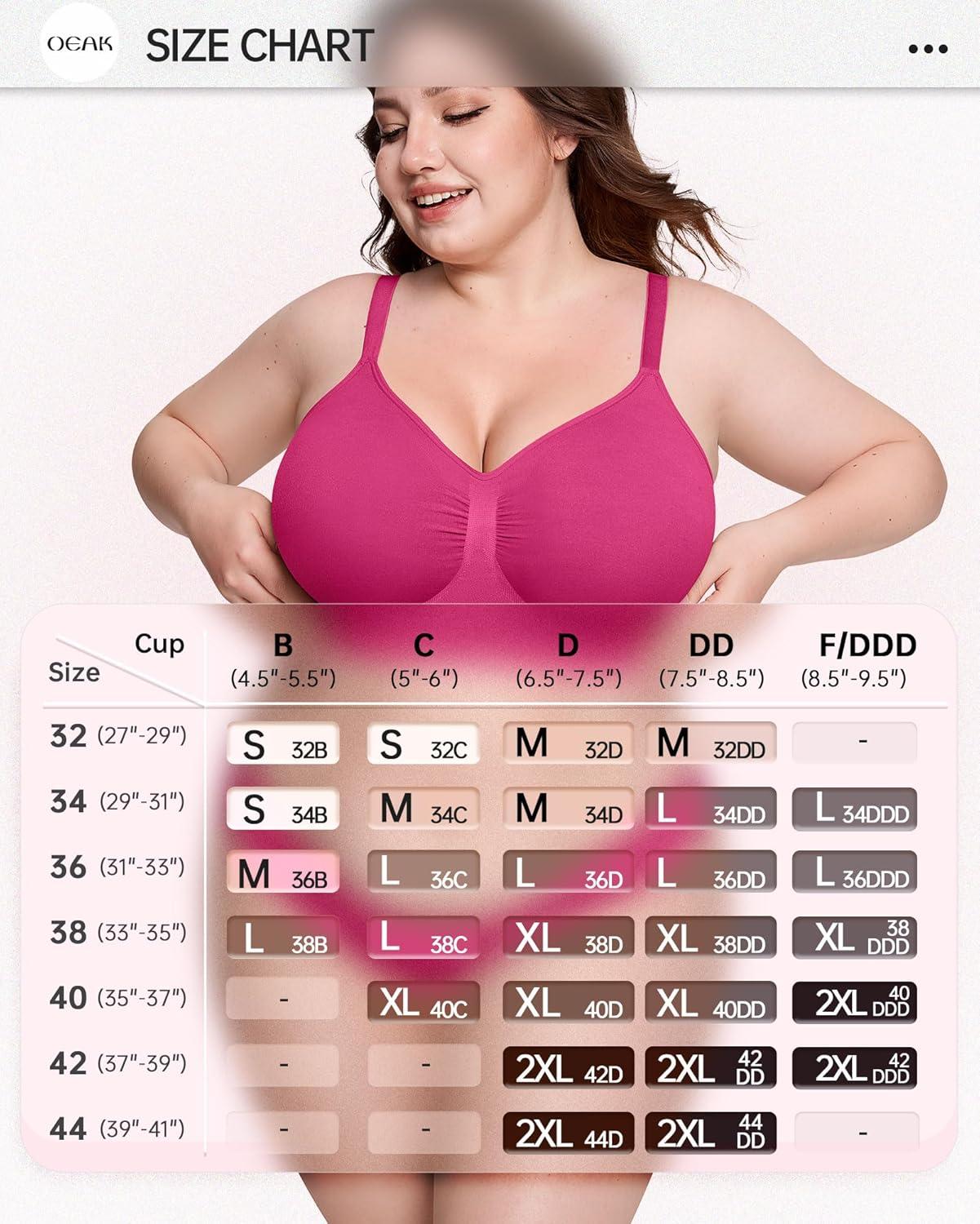 imageOEAK Bralettes for Women No Padding Comfortable Wireless Bras Seamless Bralette No Underwire Bra Cute Everyday Tshirt BrasHot Pink