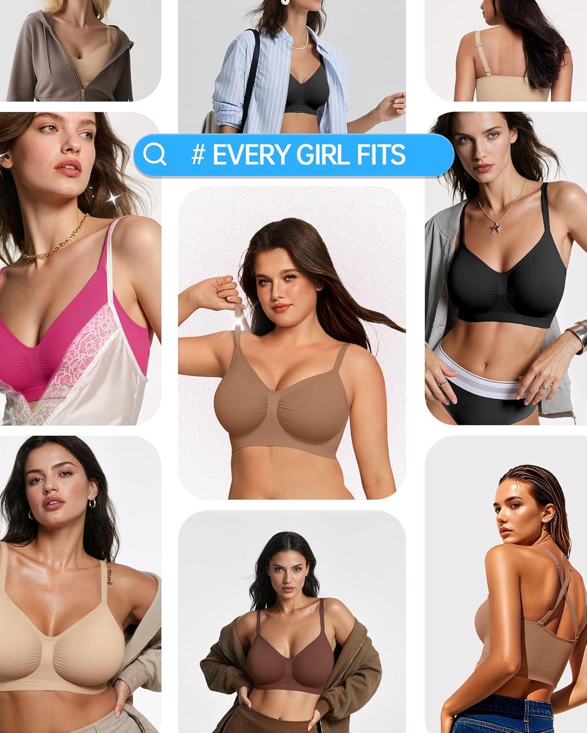 imageOEAK Bralettes for Women No Padding Comfortable Wireless Bras Seamless Bralette No Underwire Bra Cute Everyday Tshirt BrasSienna