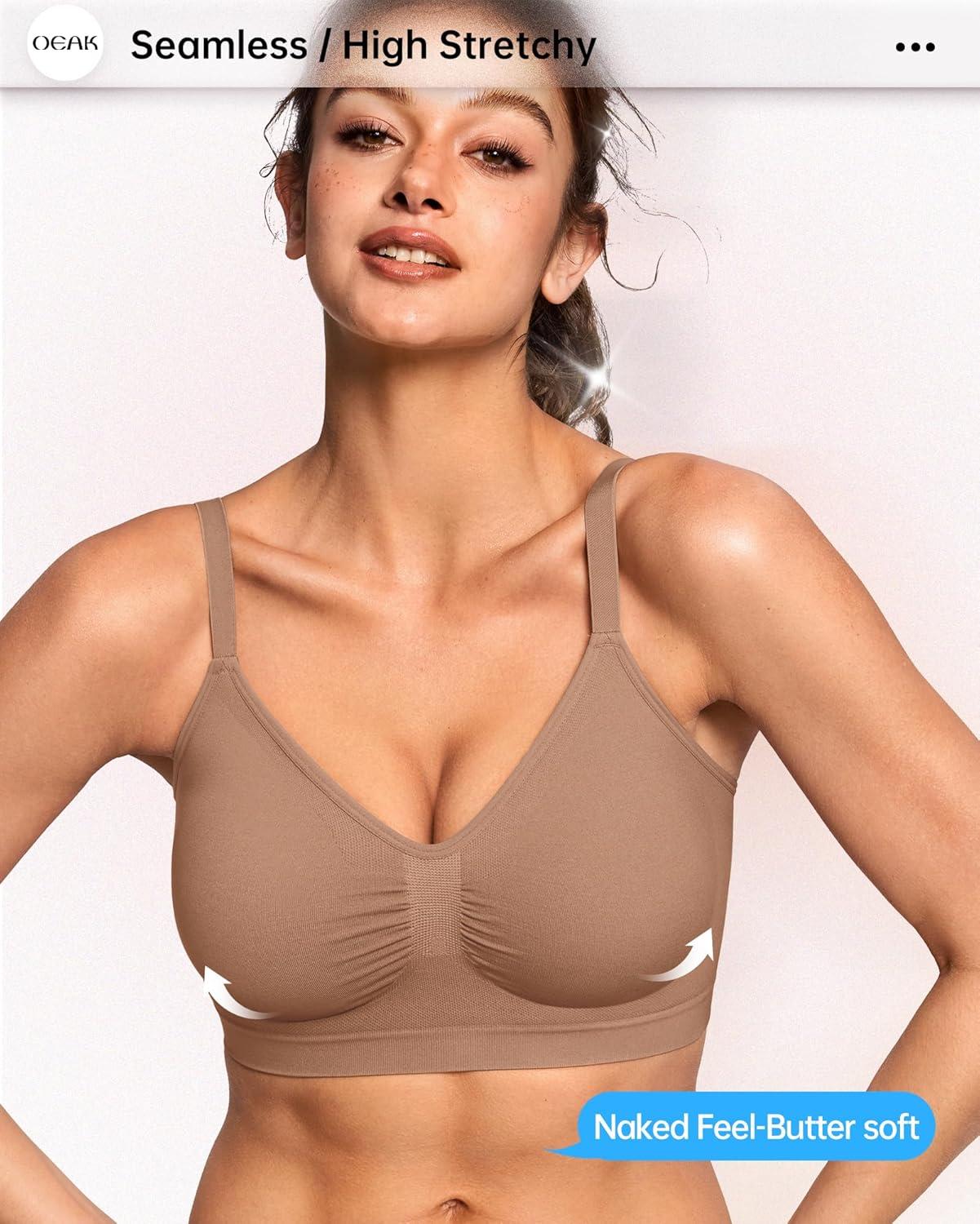 imageOEAK Bralettes for Women No Padding Comfortable Wireless Bras Seamless Bralette No Underwire Bra Cute Everyday Tshirt BrasSienna
