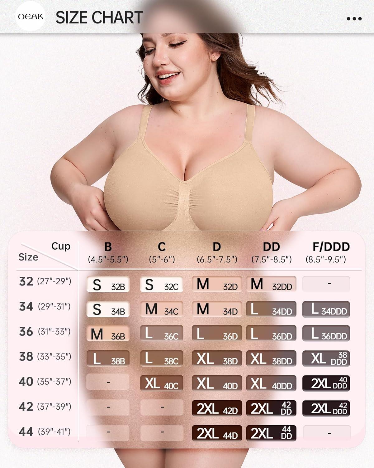 imageOEAK Bralettes for Women with Support Comfortable Wireless Bras Seamless Bralette No Underwire Bra Cute Everyday Tshirt Bras Nude XXL