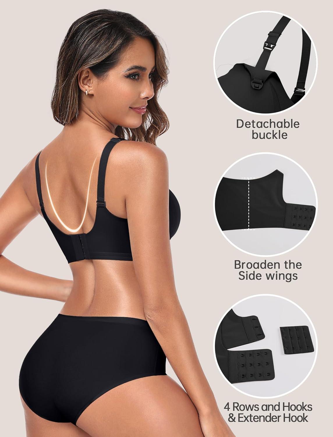 imageOEAK Nursing Bra for Breastfeeding Soft Supportive Maternity Bras Comfortable Wireless Pregnancy Bras Hands Free Pumping BrasBlack