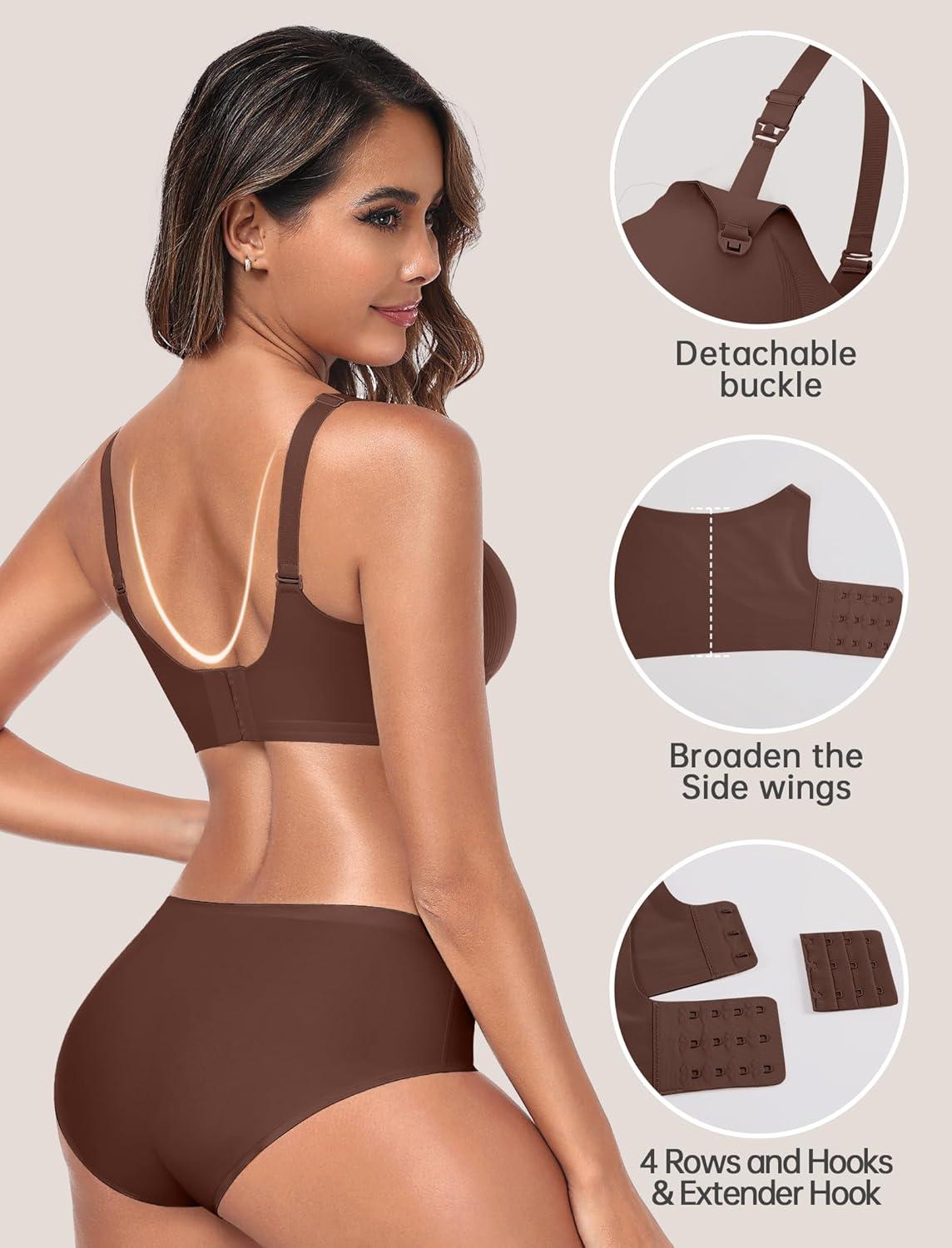 imageOEAK Nursing Bra for Breastfeeding Soft Supportive Maternity Bras Comfortable Wireless Pregnancy Bras Hands Free Pumping BrasCoffee