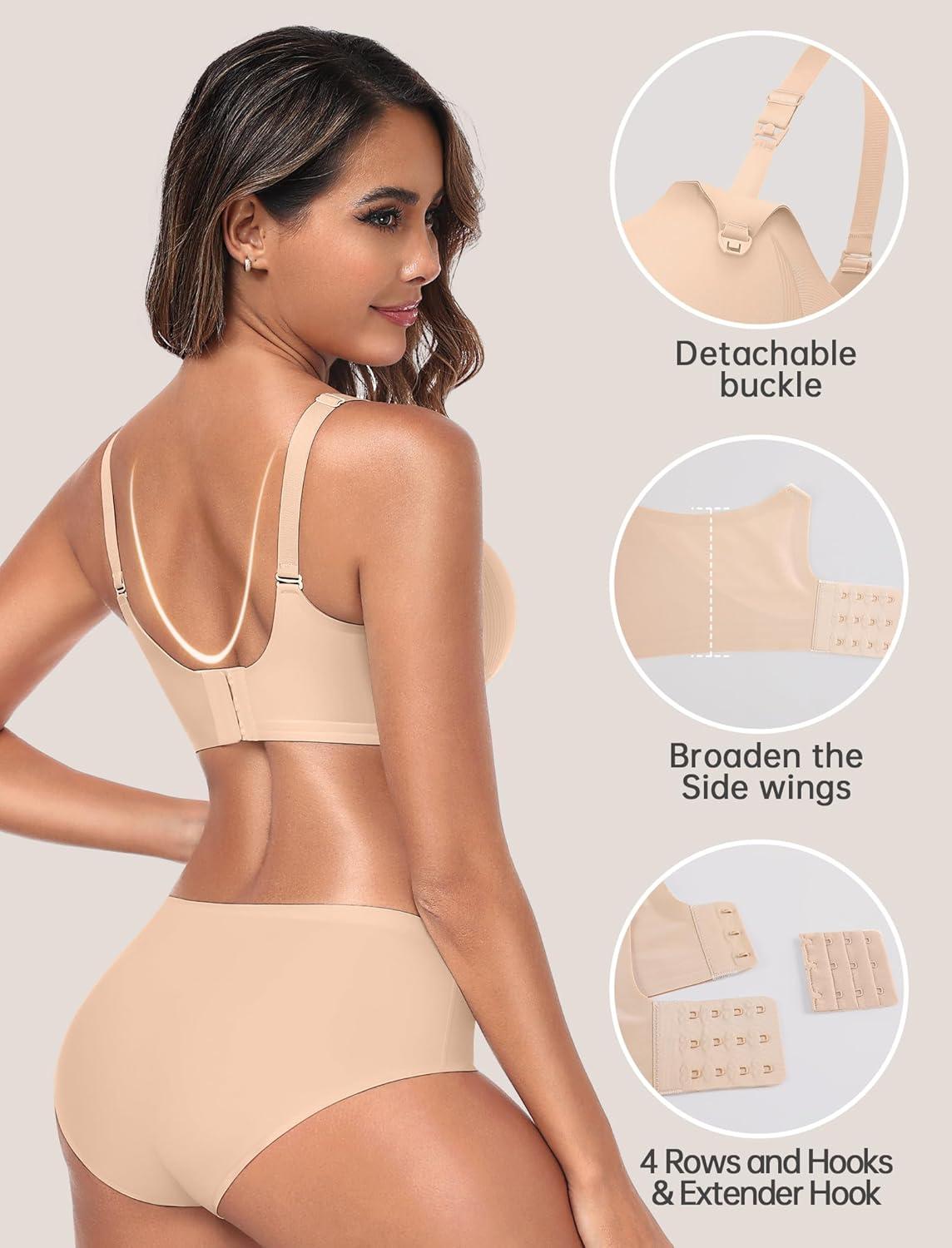 imageOEAK Nursing Bra for Breastfeeding Soft Supportive Maternity Bras Comfortable Wireless Pregnancy Bras Hands Free Pumping BrasNude