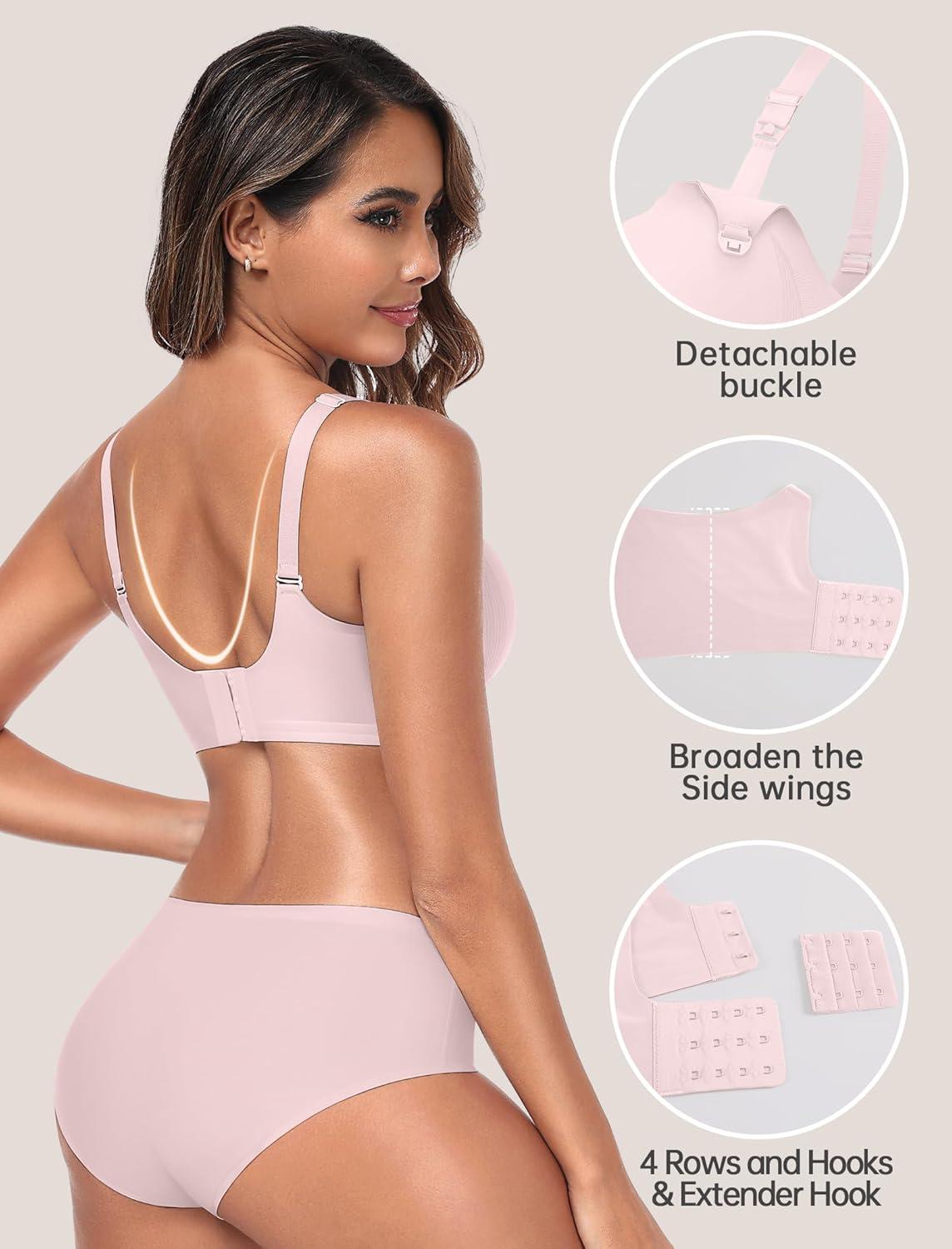 imageOEAK Nursing Bra for Breastfeeding Soft Supportive Maternity Bras Comfortable Wireless Pregnancy Bras Hands Free Pumping BrasPink