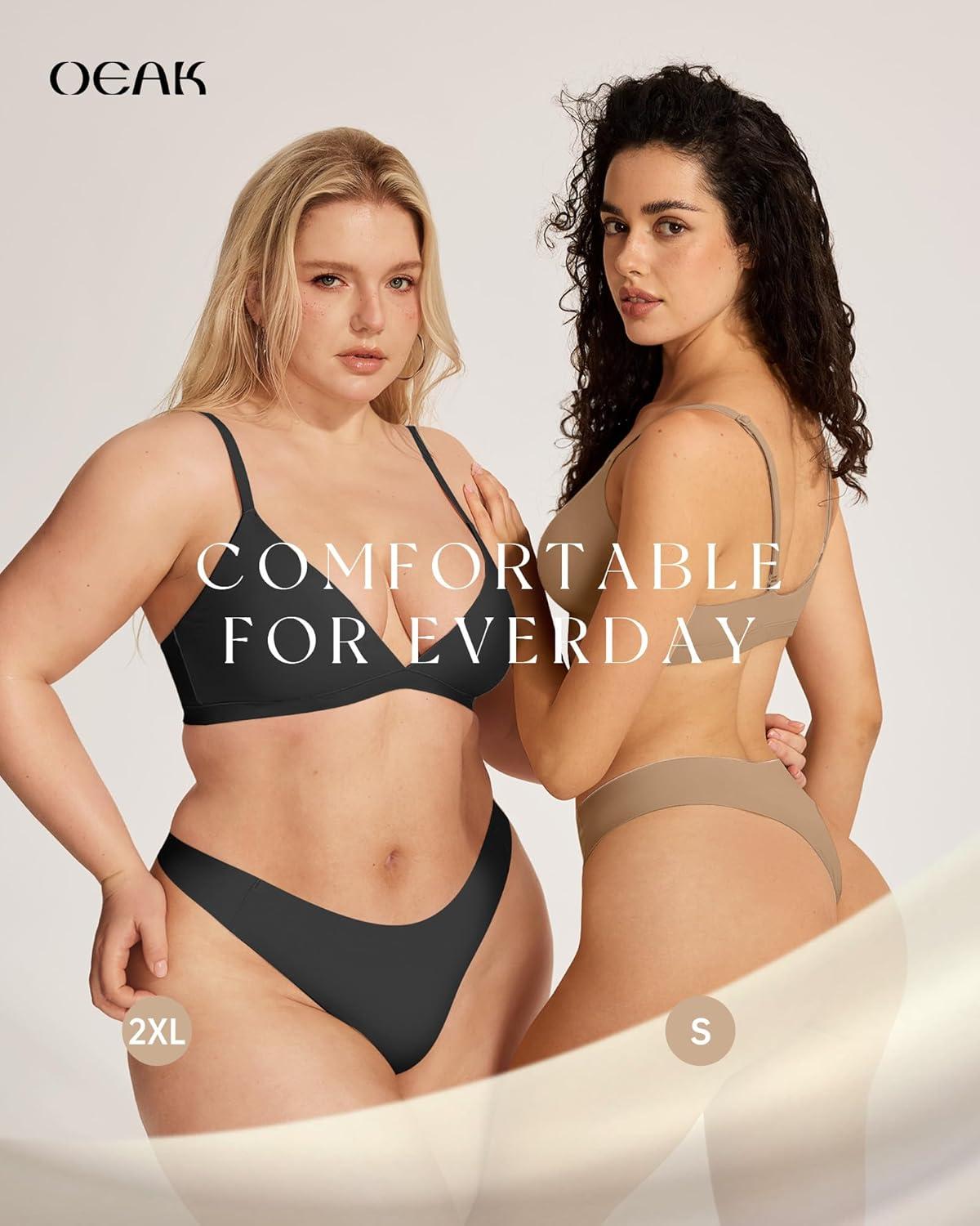 imageOEAK Seamless Thongs for Women Invisible Thongs No Show Thong Panty Liners Tangas Comfortable Workout GStrings Underwear3p2skin Nude1black