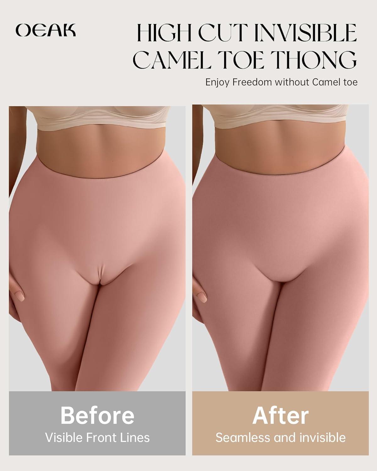 imageOEAK Seamless Thongs for Women Invisible Thongs No Show Thong Panty Liners Tangas Comfortable Workout GStrings Underwear3p3skin Nude