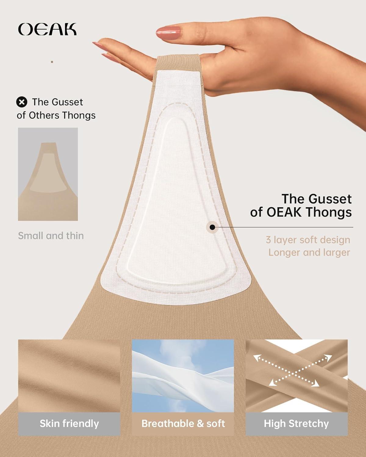 imageOEAK Seamless Thongs for Women Invisible Thongs No Show Thong Panty Liners Tangas Comfortable Workout GStrings UnderwearBlackskin Nude