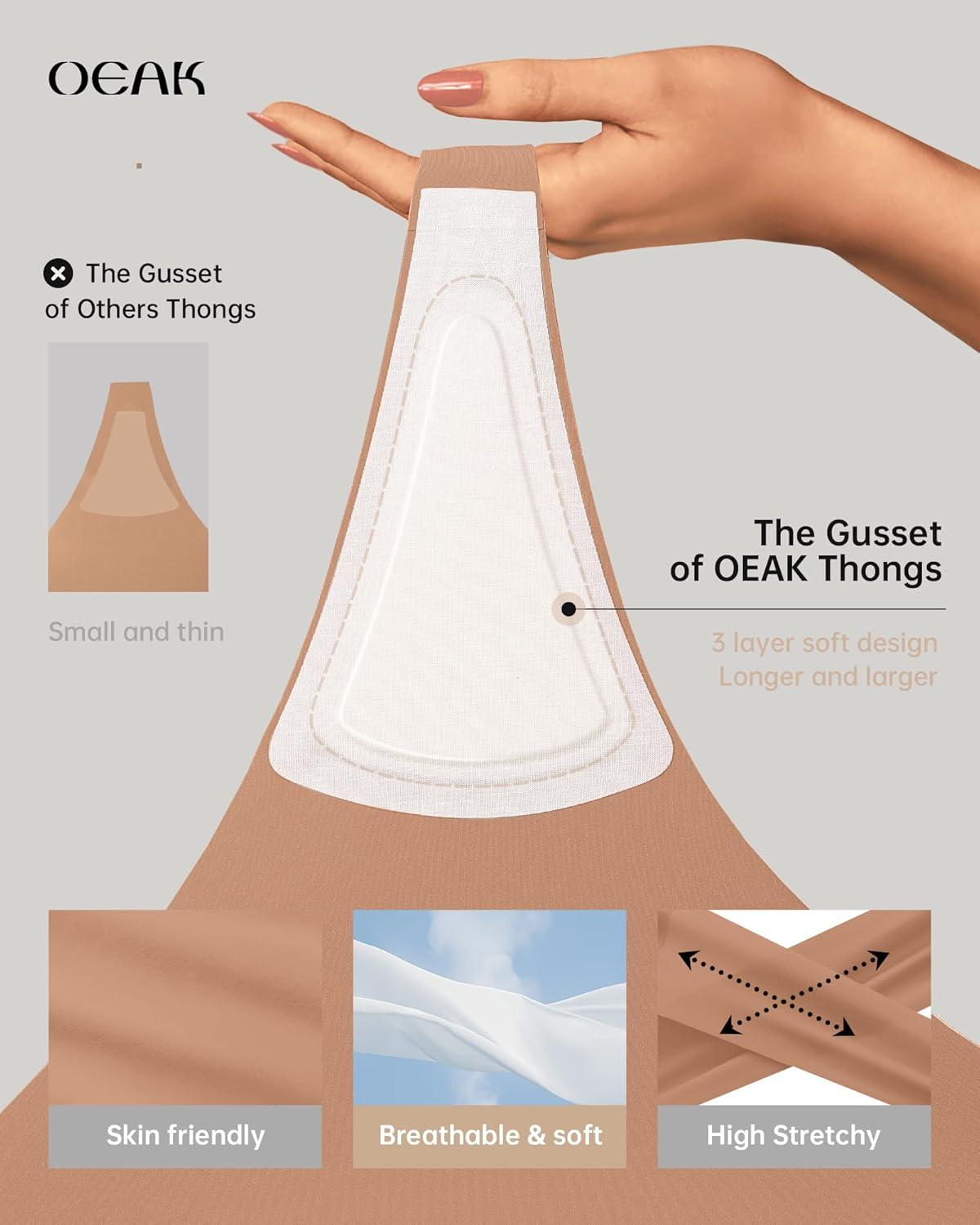 imageOEAK Seamless Thongs for Women Invisible Thongs No Show Thong Panty Liners Tangas Comfortable Workout GStrings UnderwearLatte