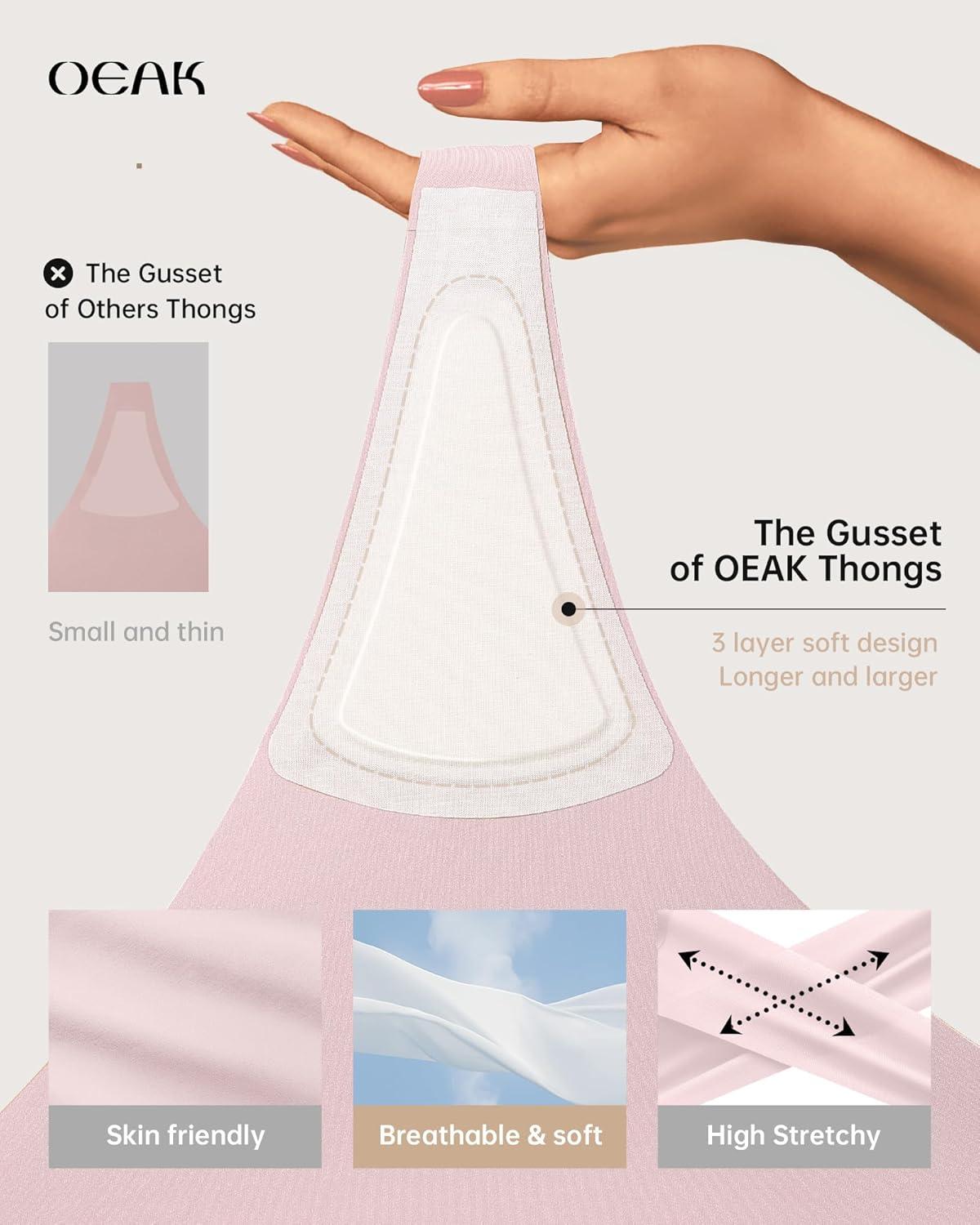 imageOEAK Seamless Thongs for Women Invisible Thongs No Show Thong Panty Liners Tangas Comfortable Workout GStrings UnderwearPeach Pink