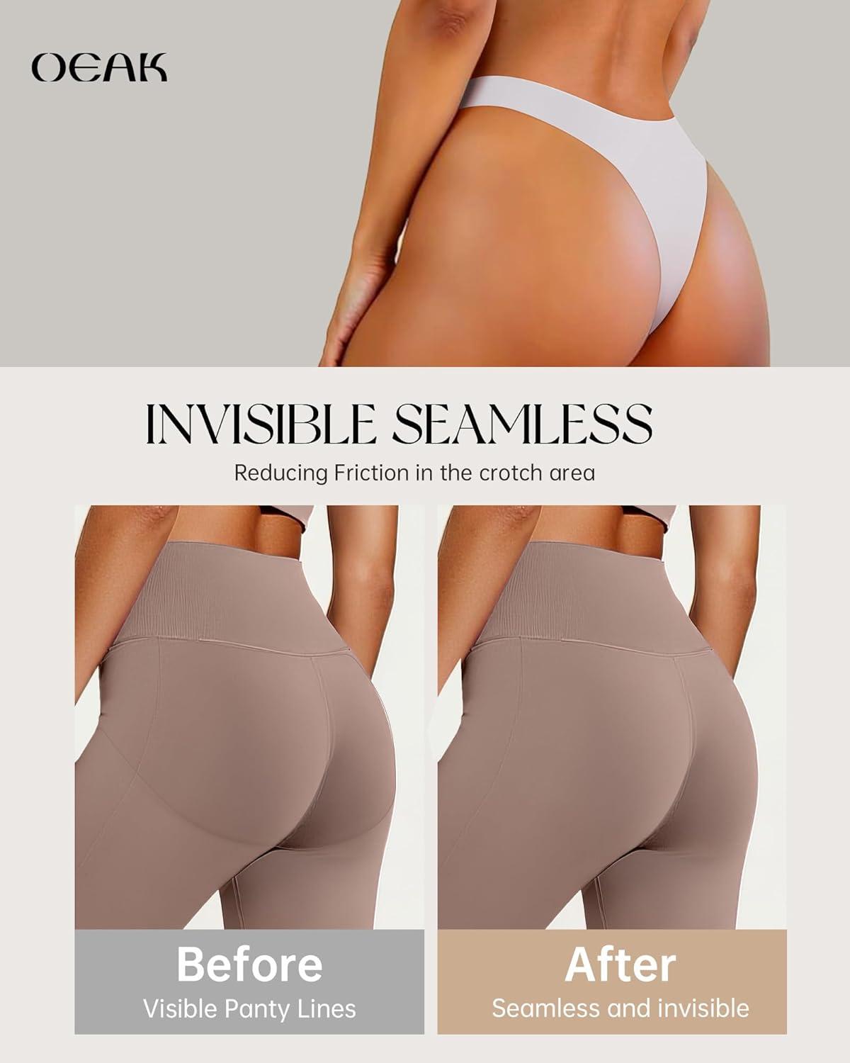 imageOEAK Seamless Thongs for Women Invisible Thongs No Show Thong Panty Liners Tangas Comfortable Workout GStrings UnderwearWhite