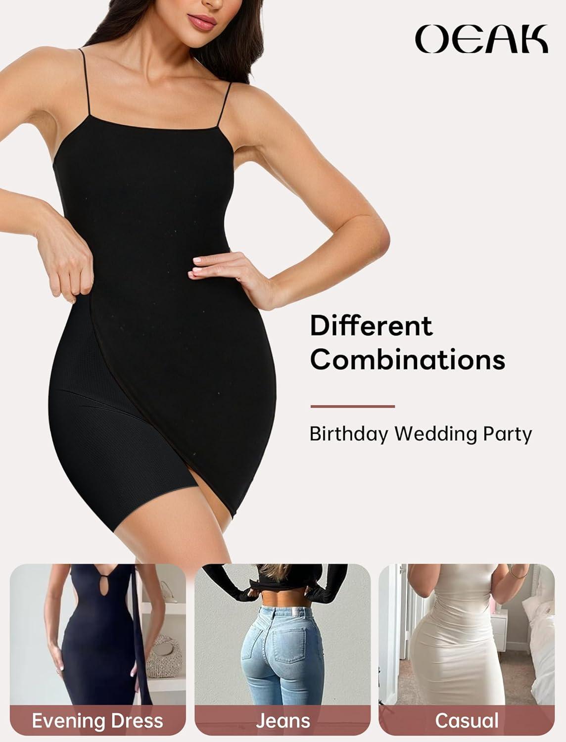 imageOEAK Tummy Control Shapewear Shorts ampamp Supportive Wireless Bras Black M