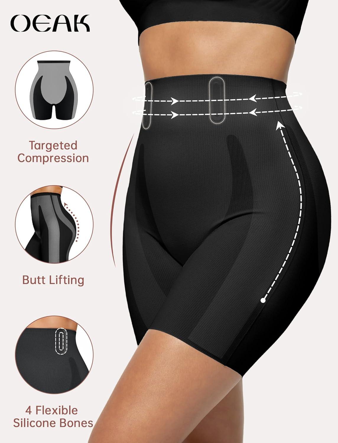 imageOEAK Tummy Control Shapewear for Women Seamless Girdle High Waisted Body Shaper Underwear Panty Smooth Under Dress ShapewearBlack