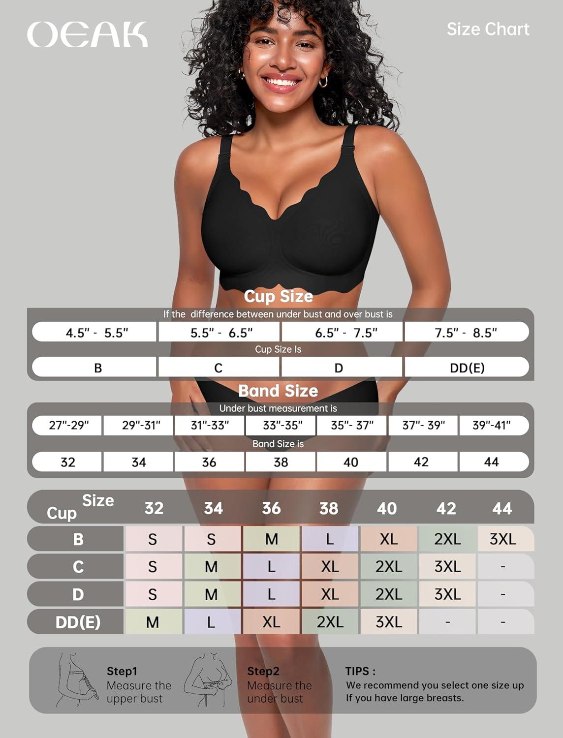imageOEAK Women Bras No Underwire Scalloped Push Up Buttery Soft Tshirt Bra Seamless Full Coverage Convertible Everyday Bra02 Black