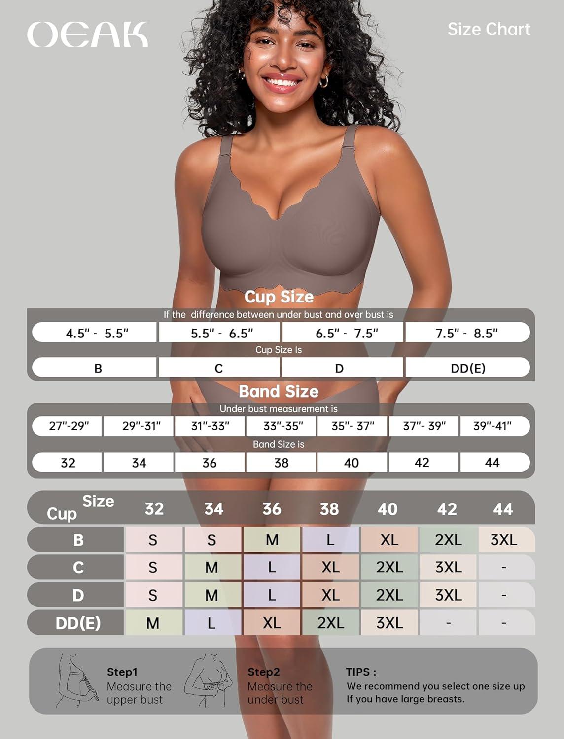 imageOEAK Women Bras No Underwire Scalloped Push Up Buttery Soft Tshirt Bra Seamless Full Coverage Convertible Everyday Bra02 Grey