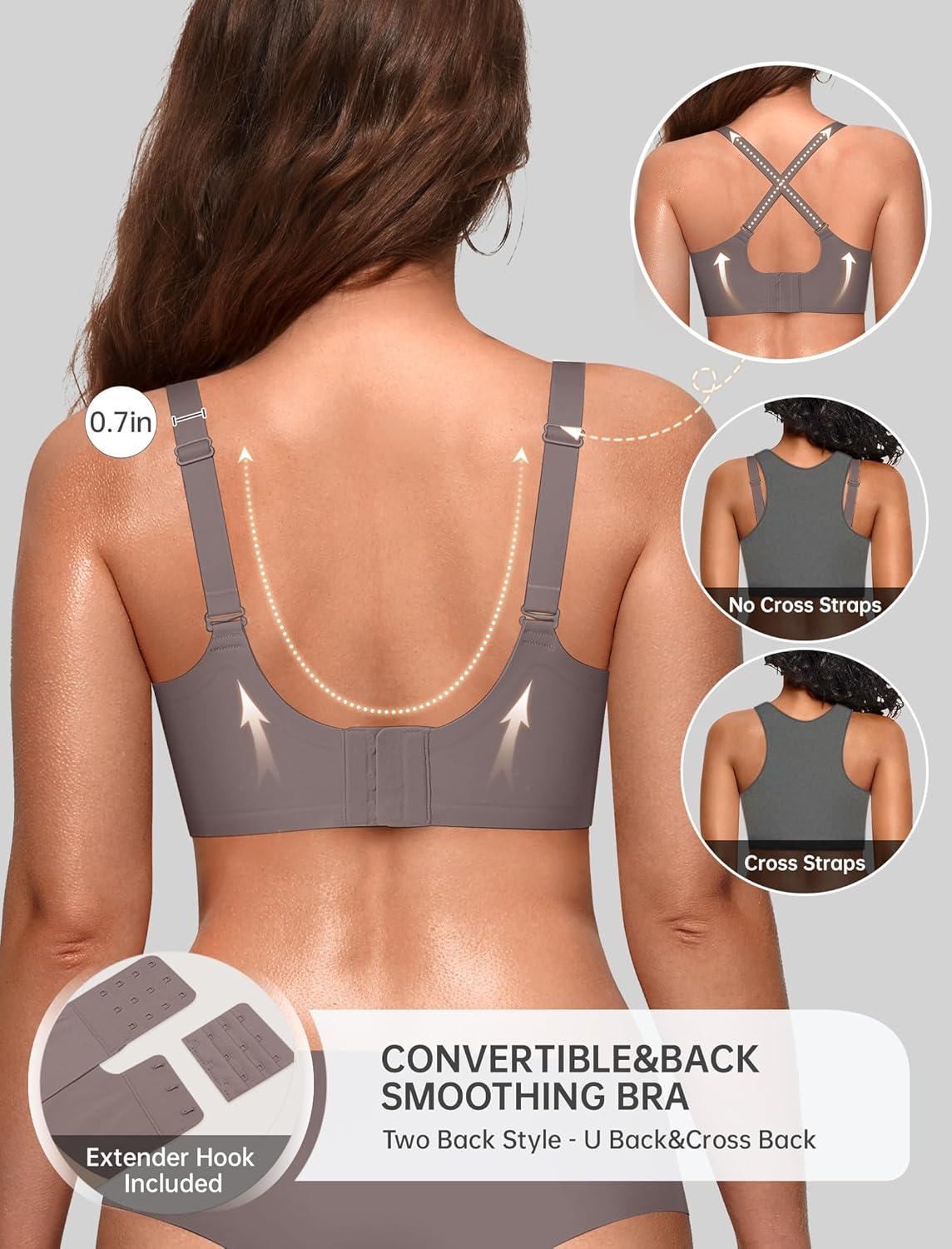 imageOEAK Women Bras No Underwire Scalloped Push Up Buttery Soft Tshirt Bra Seamless Full Coverage Convertible Everyday Bra02 Grey