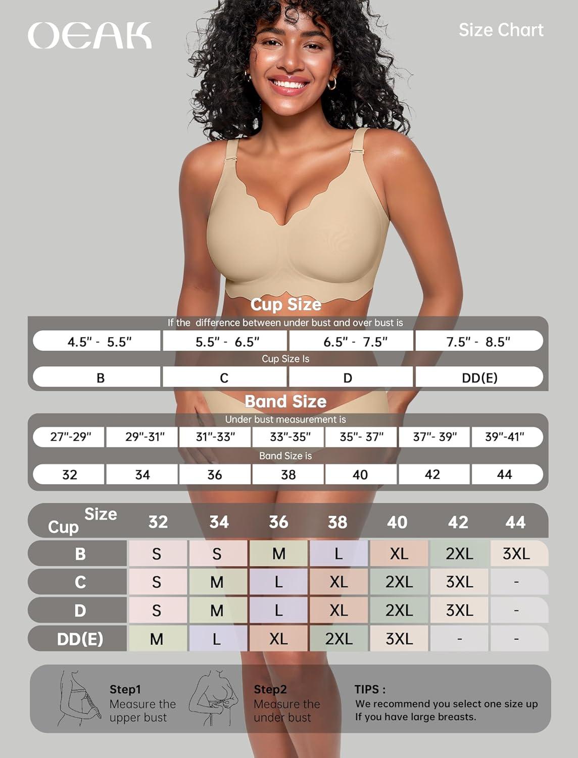 imageOEAK Women Bras No Underwire Scalloped Push Up Buttery Soft Tshirt Bra Seamless Full Coverage Convertible Everyday BraSemolina