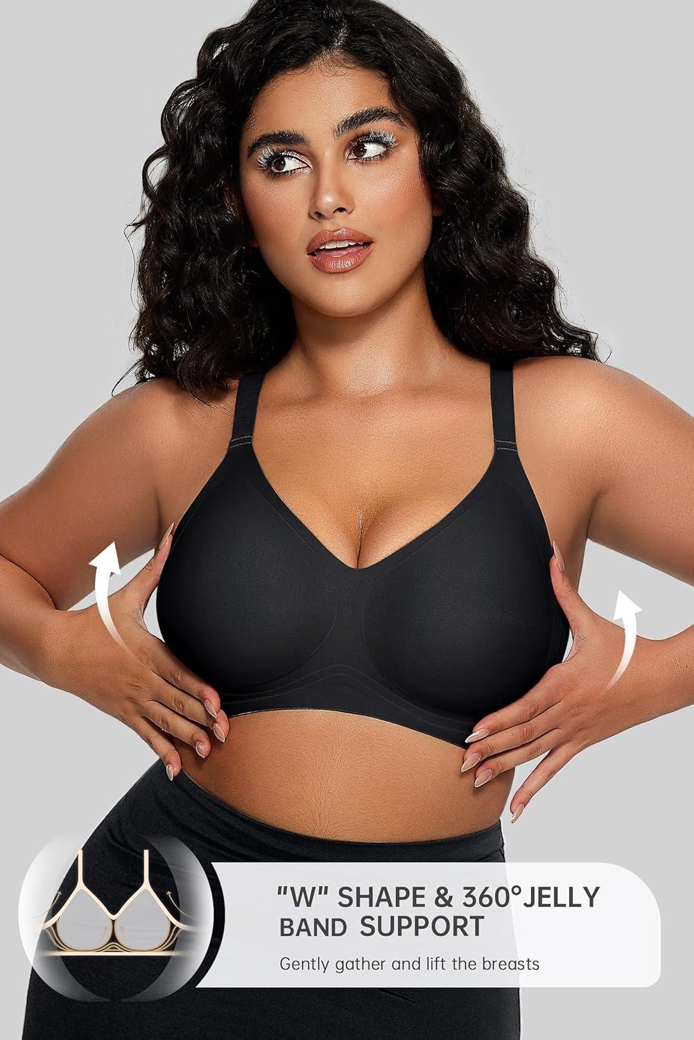 imageOEAK Women Comfortable Push Up Bras Wireless Seamless Full Coverage Bralette Buttery Soft Everyday Tshirt Bra Convertible BraBlack