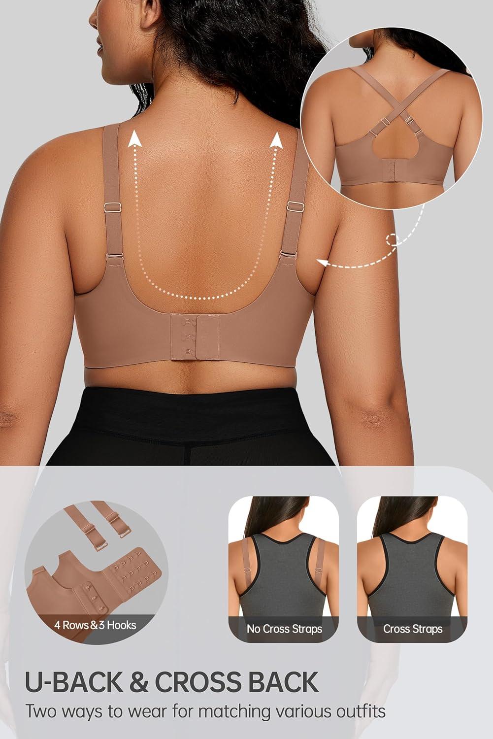 imageOEAK Women Comfortable Push Up Bras Wireless Seamless Full Coverage Bralette Buttery Soft Everyday Tshirt Bra Convertible BraCoffee