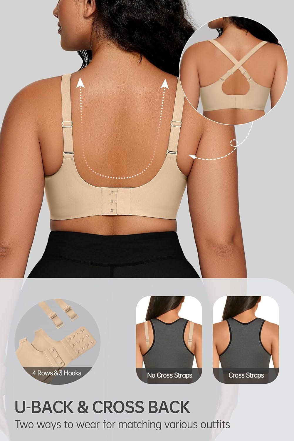 imageOEAK Women Comfortable Push Up Bras Wireless Seamless Full Coverage Bralette Buttery Soft Everyday Tshirt Bra Convertible BraSemolina