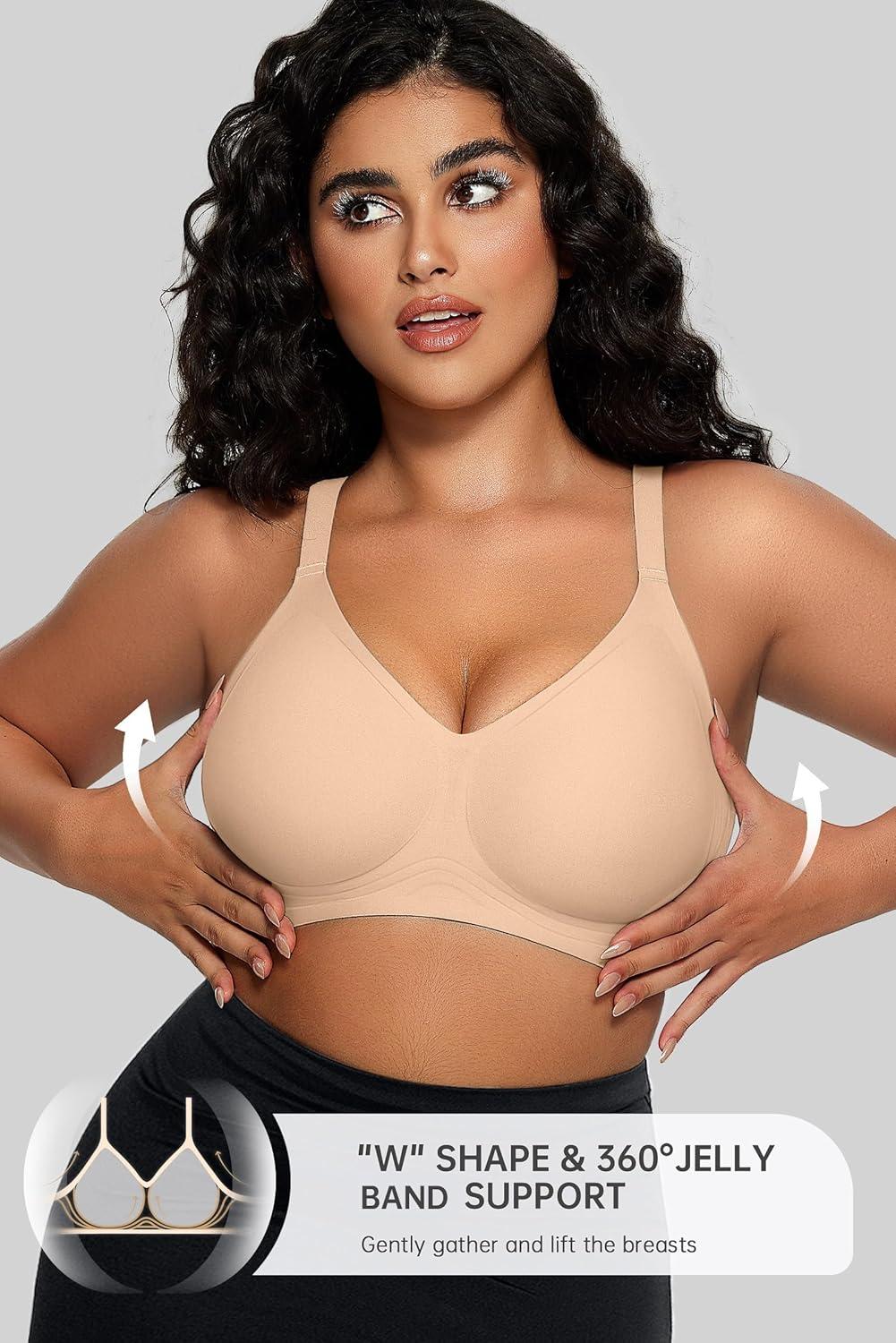 imageOEAK Women Comfortable Push Up Bras Wireless Seamless Full Coverage Bralette Buttery Soft Everyday Tshirt Bra Convertible BraSkin Nude