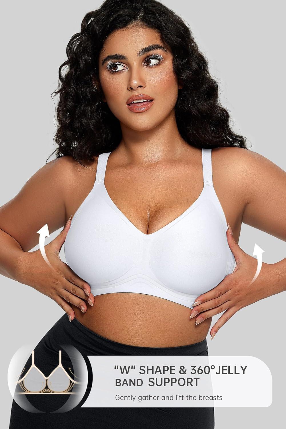 imageOEAK Women Comfortable Push Up Bras Wireless Seamless Full Coverage Bralette Buttery Soft Everyday Tshirt Bra Convertible BraWhite