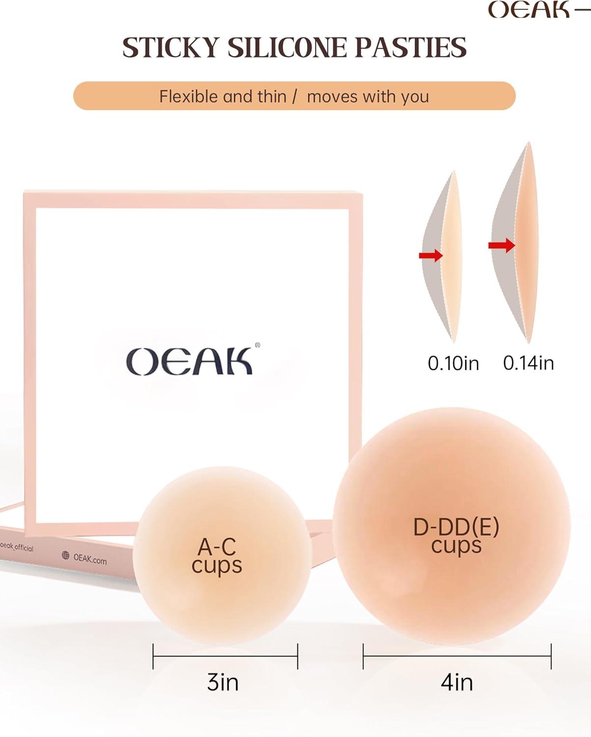 imageOEAK Women Nipple Covers Reusable Seamless Pasties Sticky Adhesive Silicone Bra Breast Petals ADD for Strapless DressCaramel