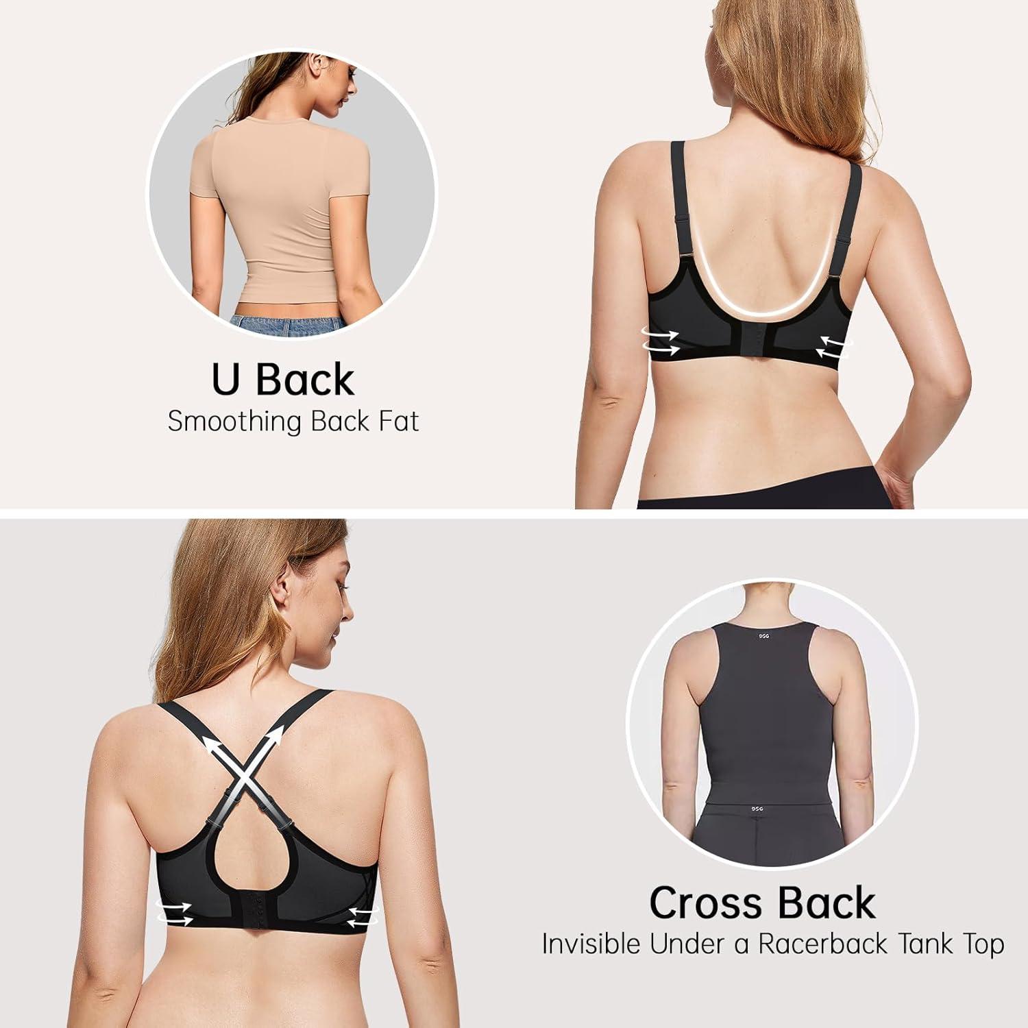 imageOEAK Women Seamless Bra No Underwire Push Up Anti Sagging Bralettes Everyday Supportive Racerback Bras 32A to 40D42BBlack