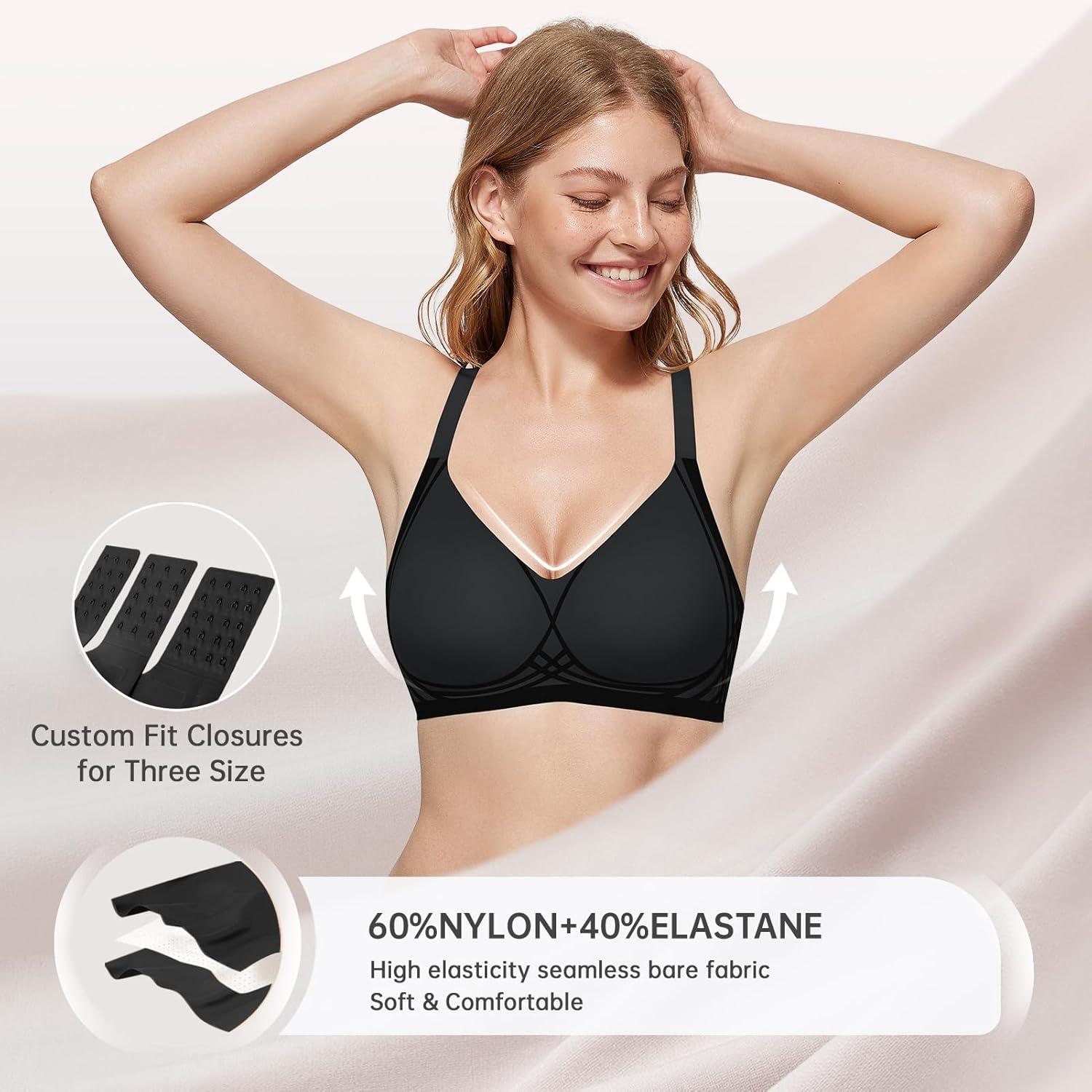 imageOEAK Women Seamless Bra No Underwire Push Up Anti Sagging Bralettes Everyday Supportive Racerback Bras 32A to 40D42BBlack