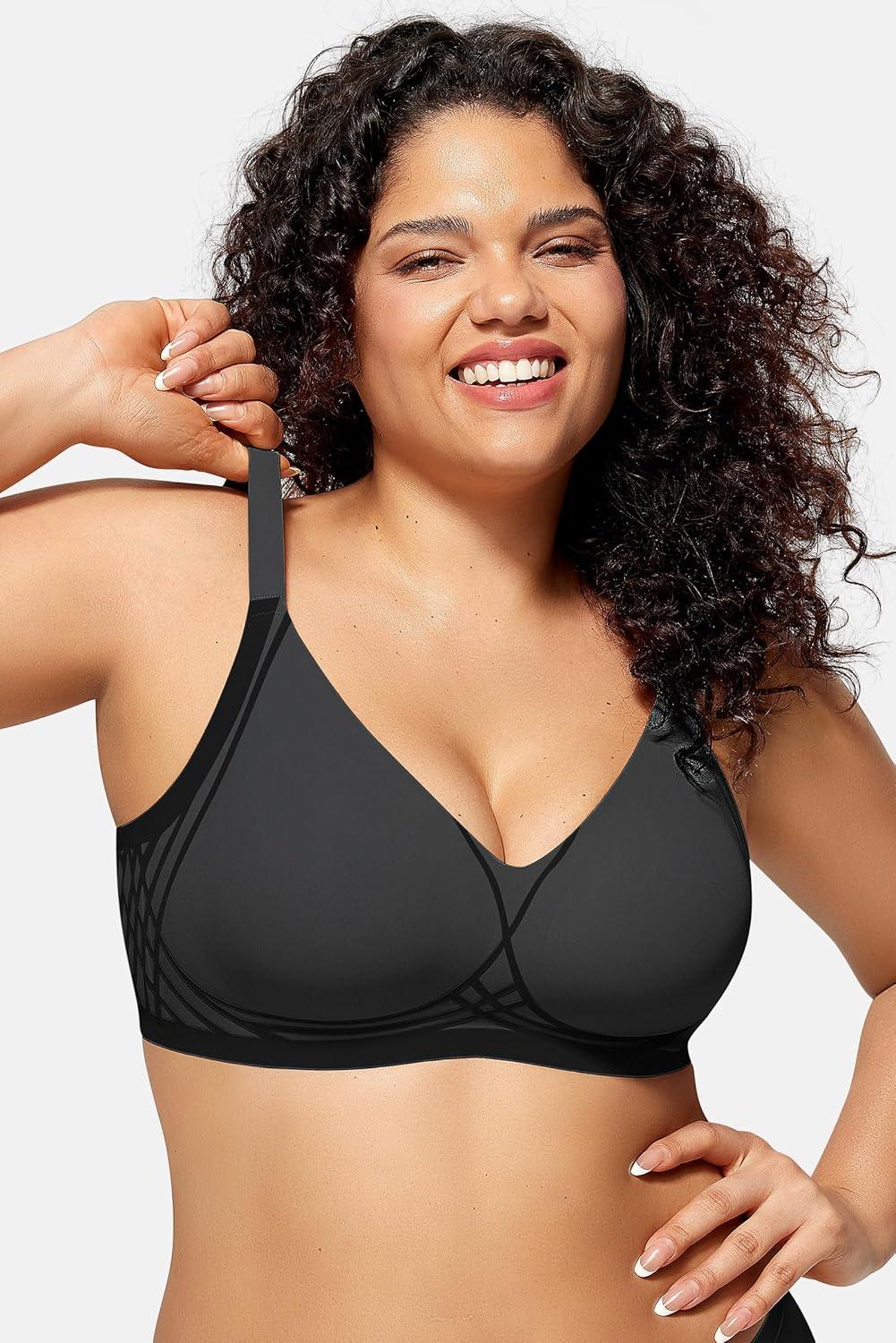 imageOEAK Women Seamless Bra No Underwire Push Up Anti Sagging Bralettes Everyday Supportive Racerback Bras 32A to 40D42BBlack