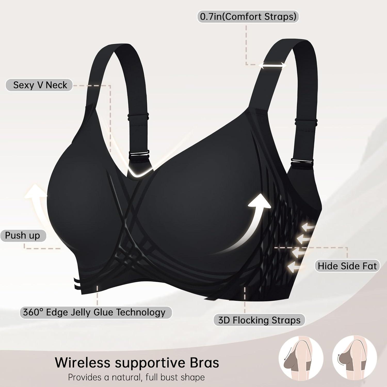 imageOEAK Women Seamless Bra No Underwire Push Up Anti Sagging Bralettes Everyday Supportive Racerback Bras 32A to 40D42BBlack