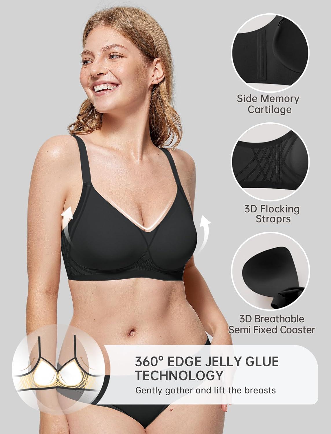 imageOEAK Women Seamless Bra No Underwire Push Up Anti Sagging Bralettes Everyday Supportive Racerback Bras 32A to 40D42BBlack