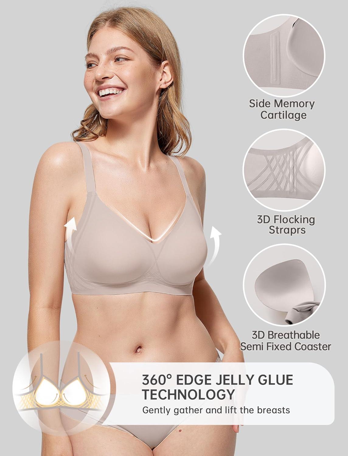 imageOEAK Women Seamless Bra No Underwire Push Up Anti Sagging Bralettes Everyday Supportive Racerback Bras 32A to 40D42BGrey