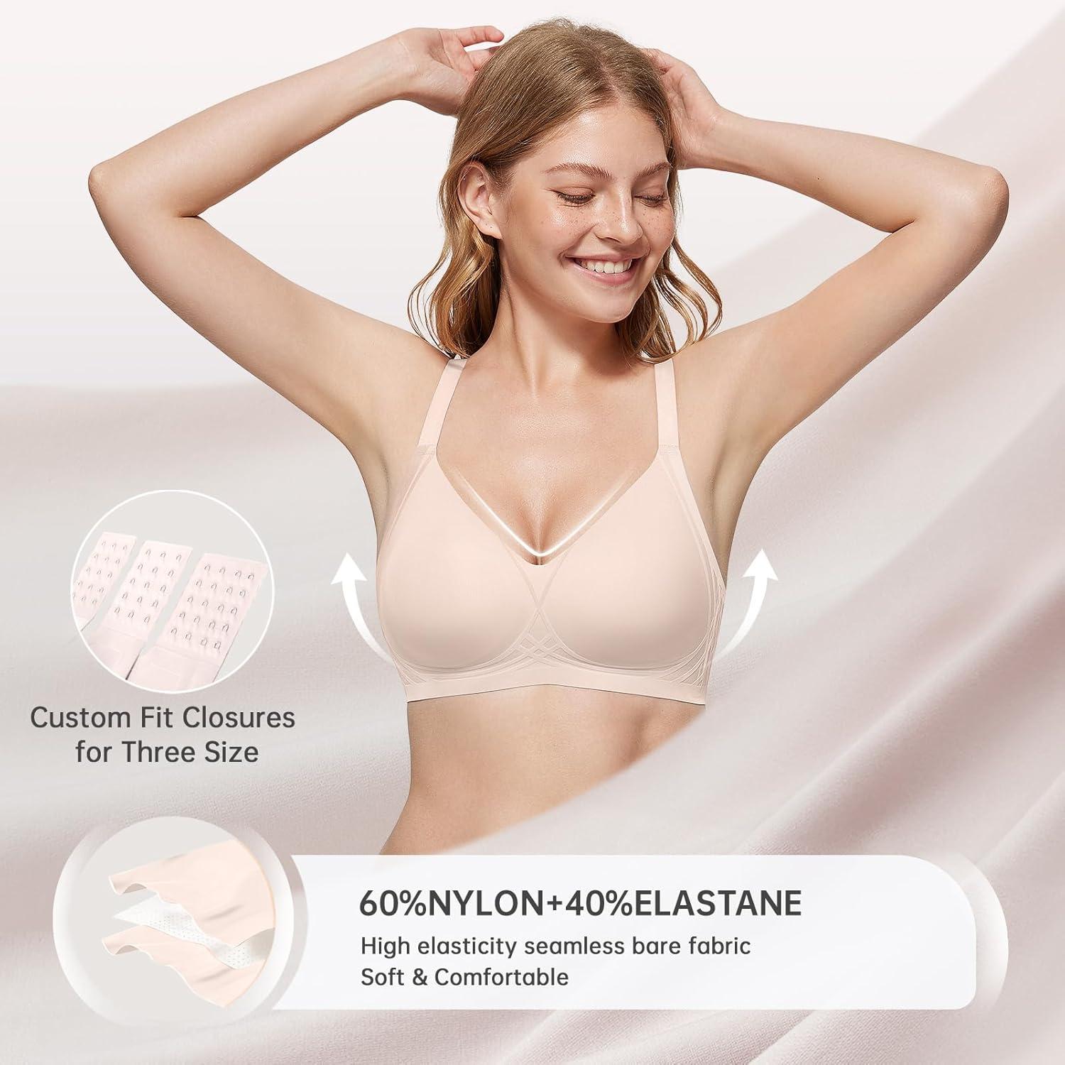 imageOEAK Women Seamless Bra No Underwire Push Up Anti Sagging Bralettes Everyday Supportive Racerback Bras 32A to 40D42BNude