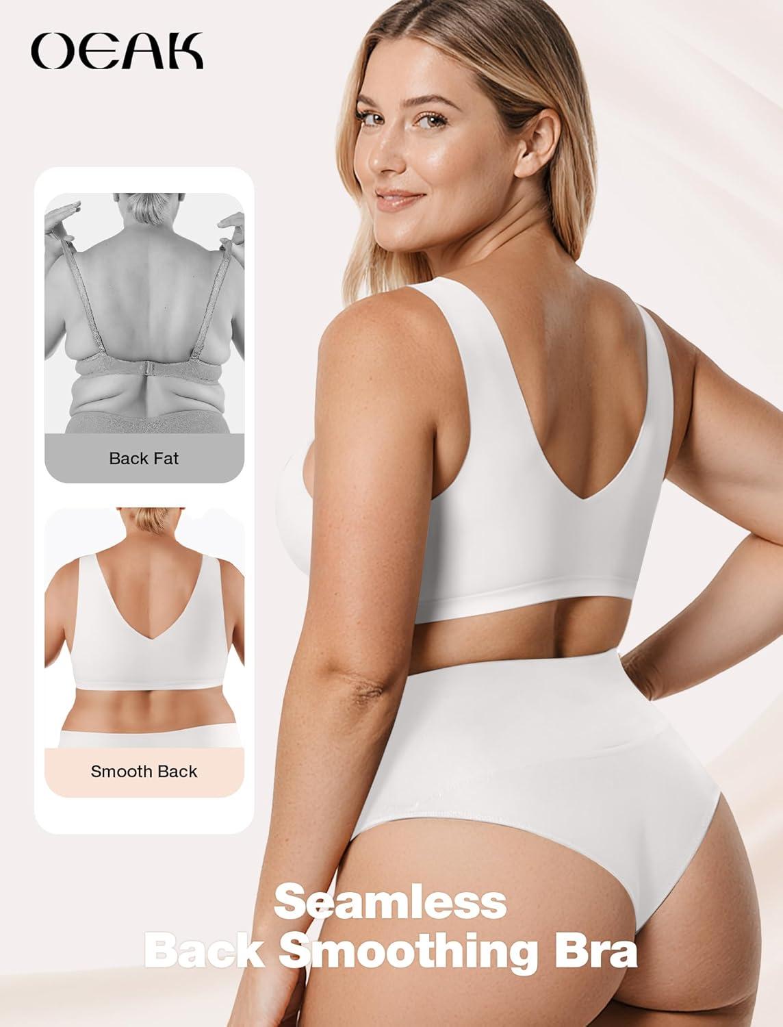 imageOEAK Women Soft Comfortable Bra No Underwire Jelly Bras Seamless Full Coverage Supportive Bralette Everyday Sports Tshirt BraWhite