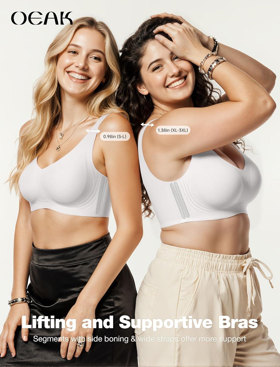 imageOEAK Women Soft Comfortable Bra No Underwire Jelly Bras Seamless Full Coverage Supportive Bralette Everyday Sports Tshirt BraWhite