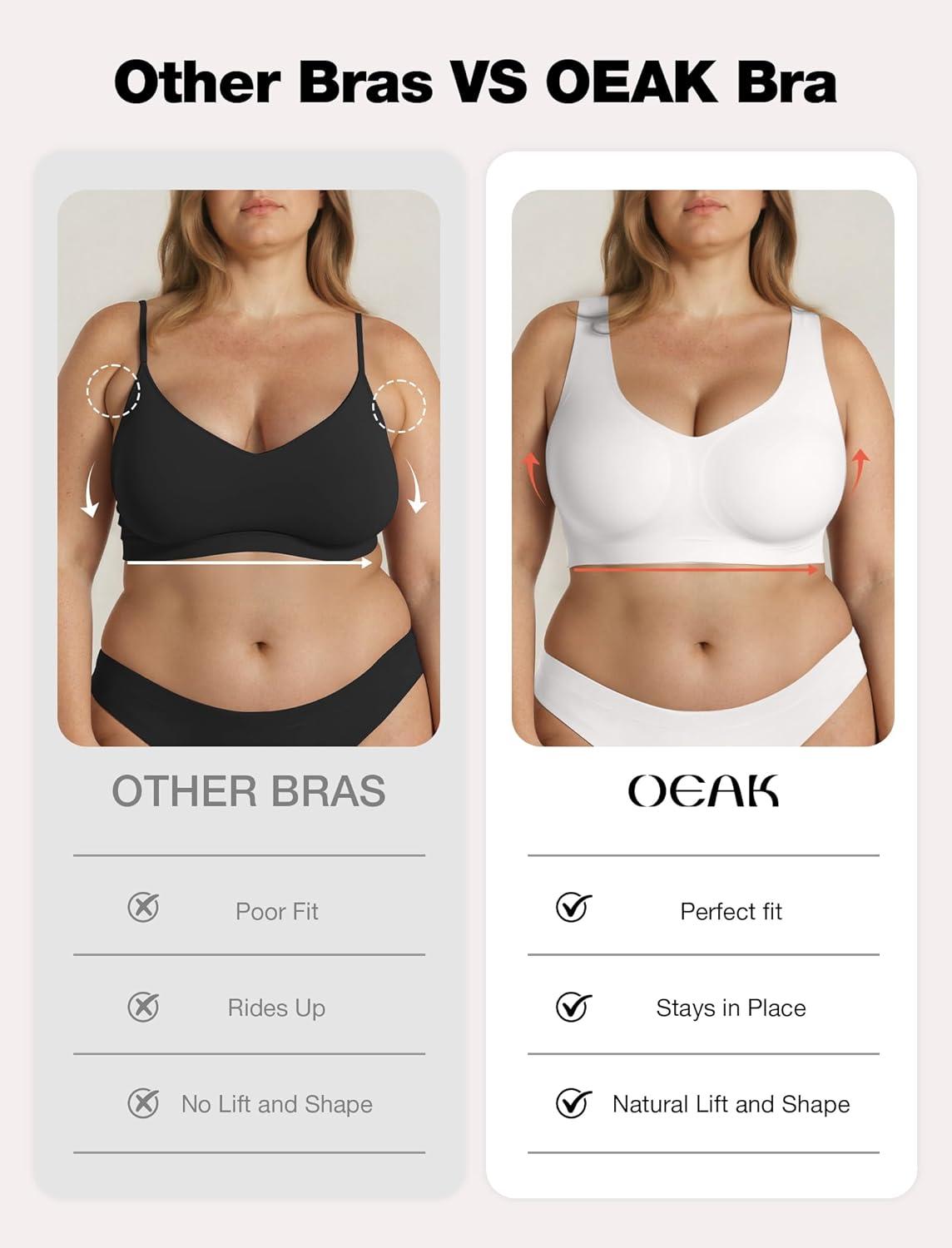 imageOEAK Women Soft Comfortable Bra No Underwire Jelly Bras Seamless Full Coverage Supportive Bralette Everyday Sports Tshirt BraWhite