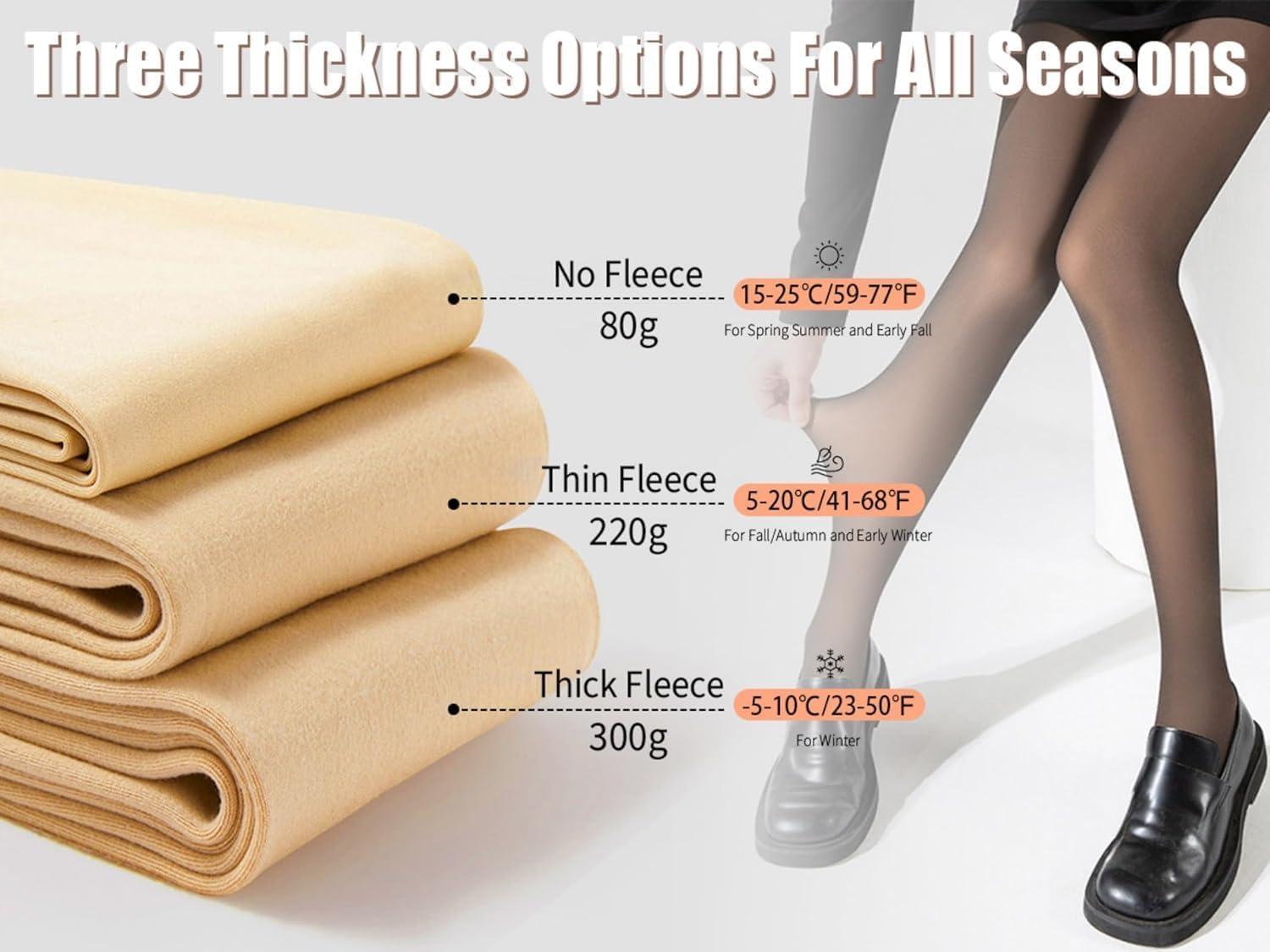 imageOEAK Womens 3 Pack Fleece Lined Tights Fake Translucent Pantyhose Thermal Opaque High Waist Legging Pants Footed Sheer TightsFake Translucent Black