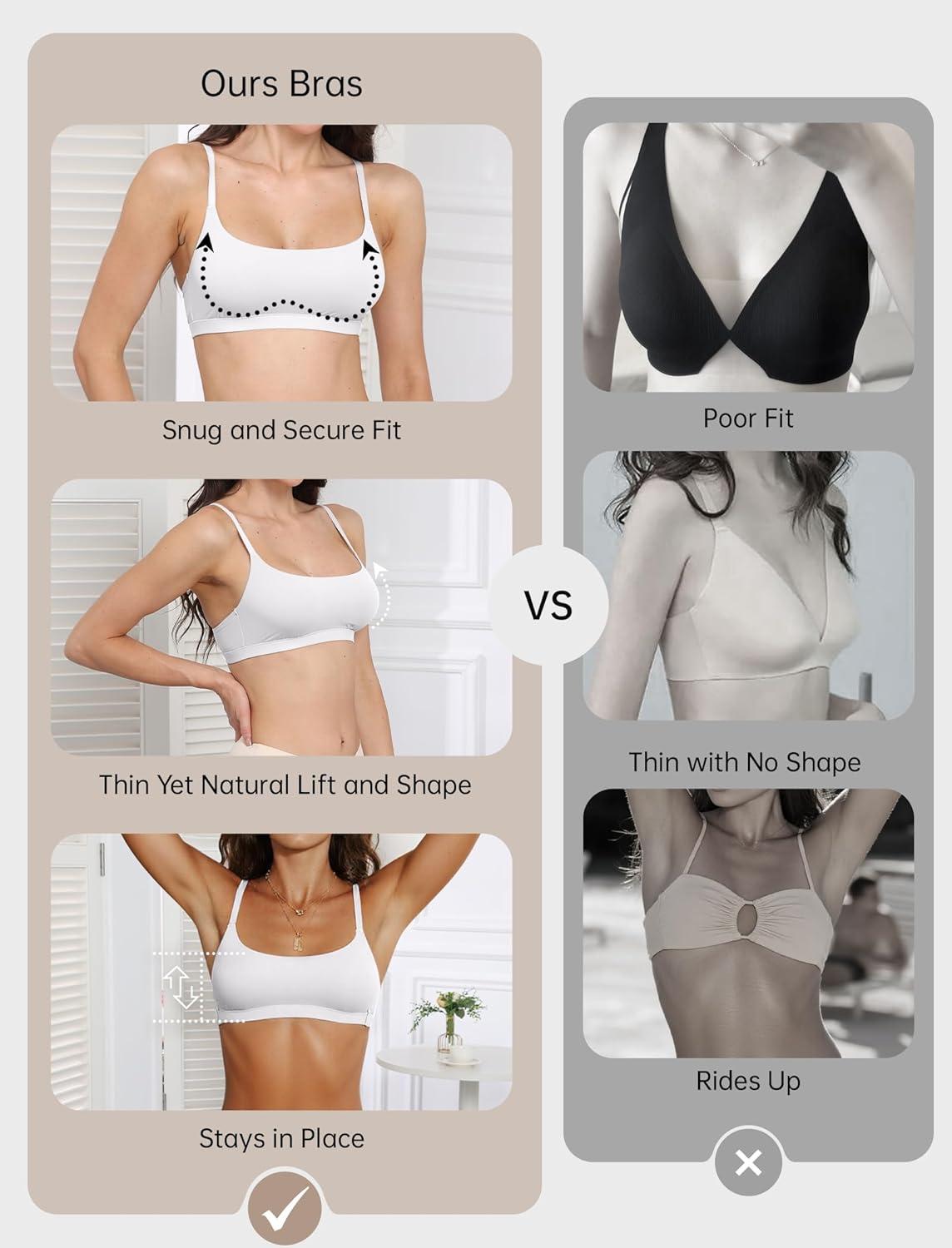 imageOEAK Womens Comfortable Bras No Underwire Cami Bra Seamless Unlined Bralettes Scoop Neck Unpadded Everyday Sports Tshirt BraWhite