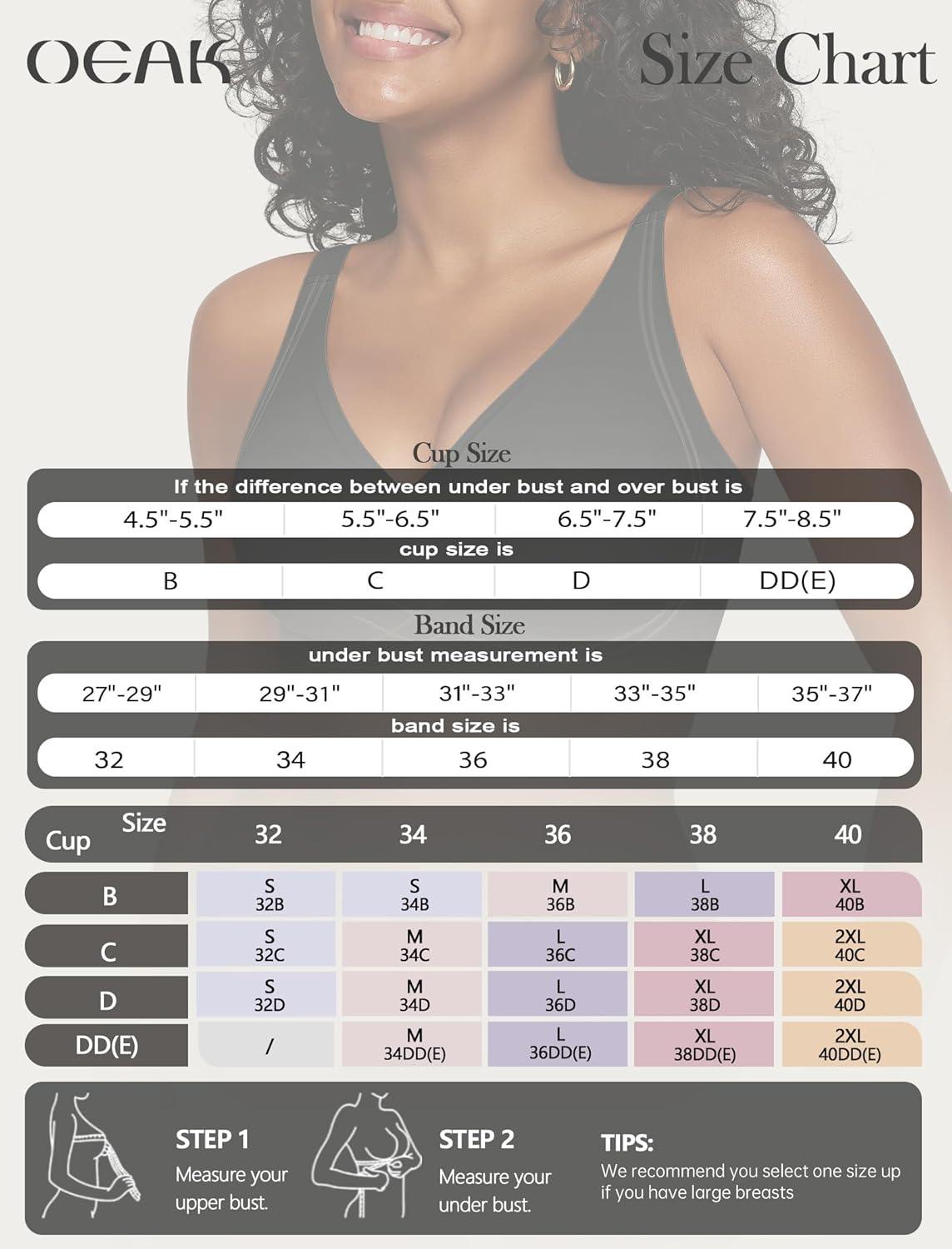 imageOEAK Womens Comfortable Deep V Bras Wireless Push Up Seamless Full Coverage Bralettes Supportive Bra Raceback Tshirt Bras Black2XL