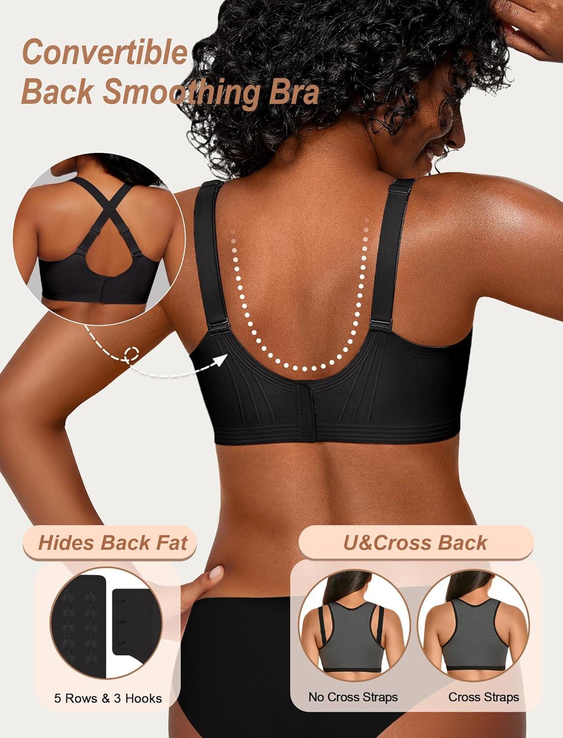 imageOEAK Womens Comfortable Deep V Bras Wireless Push Up Seamless Full Coverage Bralettes Supportive Bra Raceback Tshirt Bras BlackXL