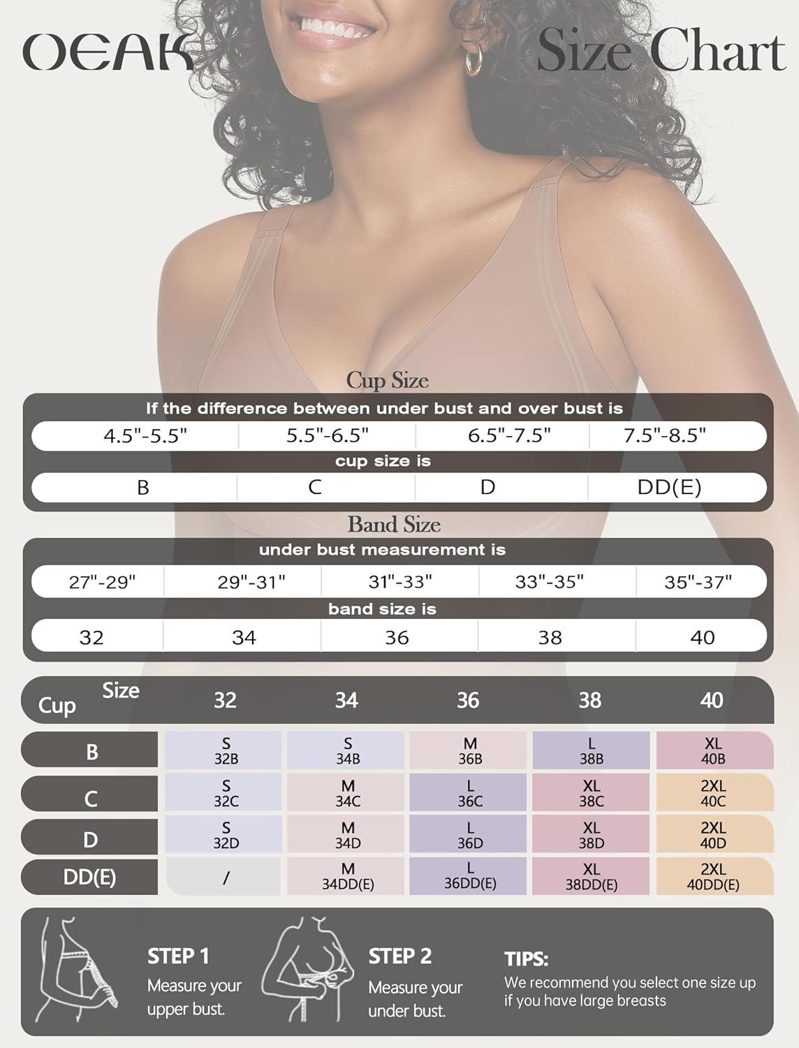 imageOEAK Womens Comfortable Deep V Bras Wireless Push Up Seamless Full Coverage Bralettes Supportive Bra Raceback Tshirt Bras Coffee2XL