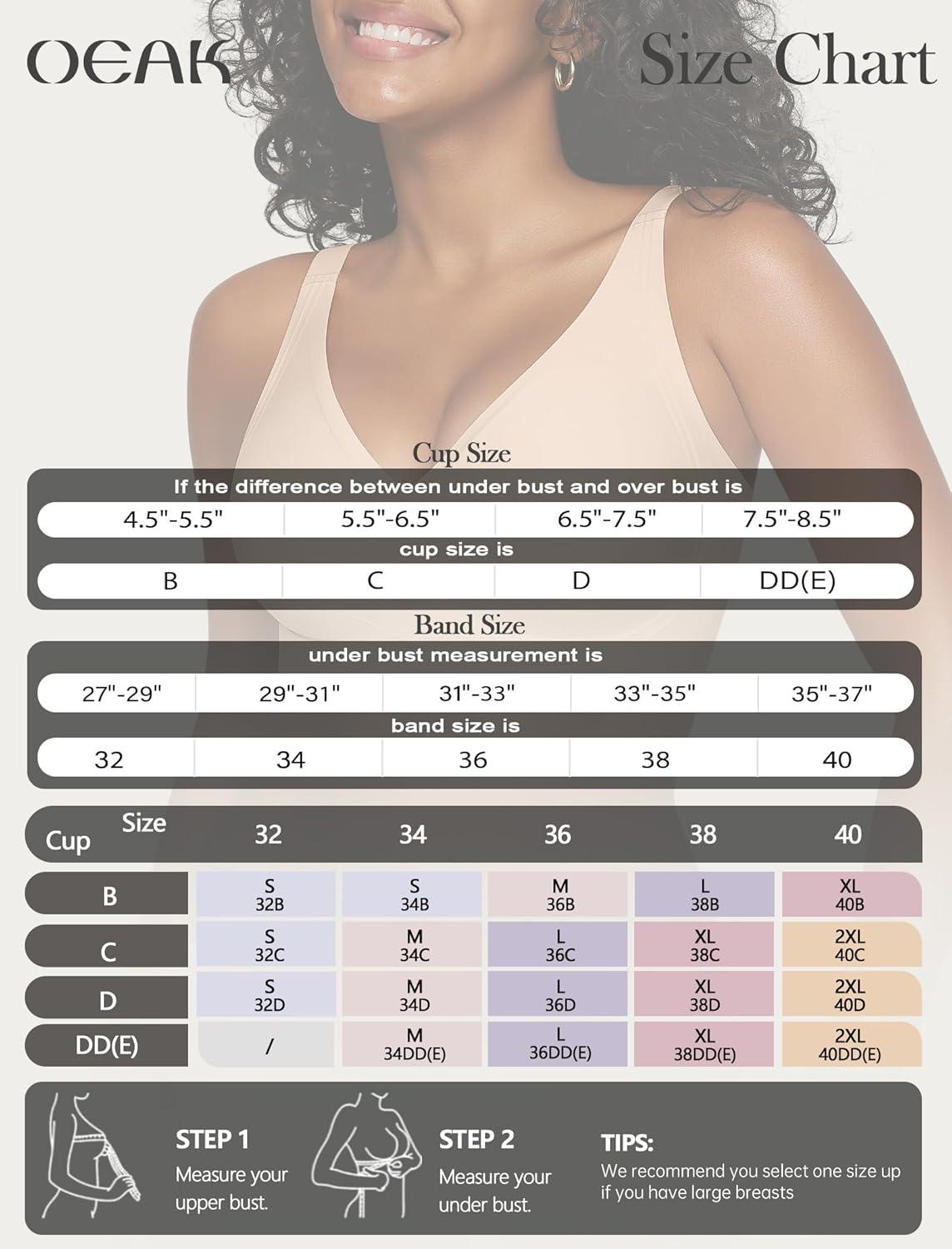 imageOEAK Womens Comfortable Deep V Bras Wireless Push Up Seamless Full Coverage Bralettes Supportive Bra Raceback Tshirt BrasNude