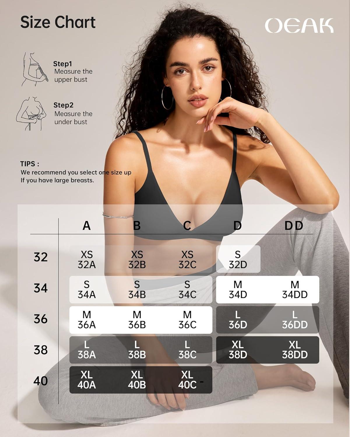 imageOEAK Womens Comfortable Triangle Bras No Underwire Sexy Plunge Unlined Bralette Pull On Bra Seamless Everyday Tshirt BrasBlack