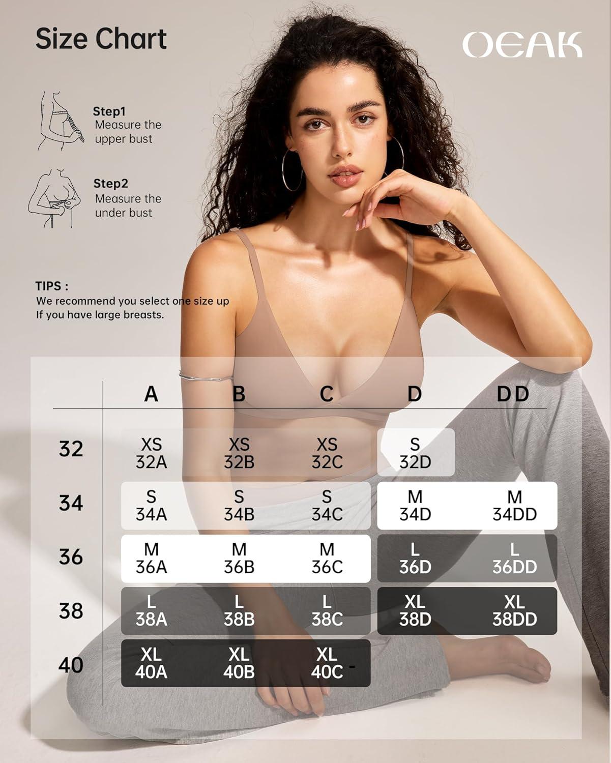 imageOEAK Womens Comfortable Triangle Bras No Underwire Sexy Plunge Unlined Bralette Pull On Bra Seamless Everyday Tshirt BrasLatte