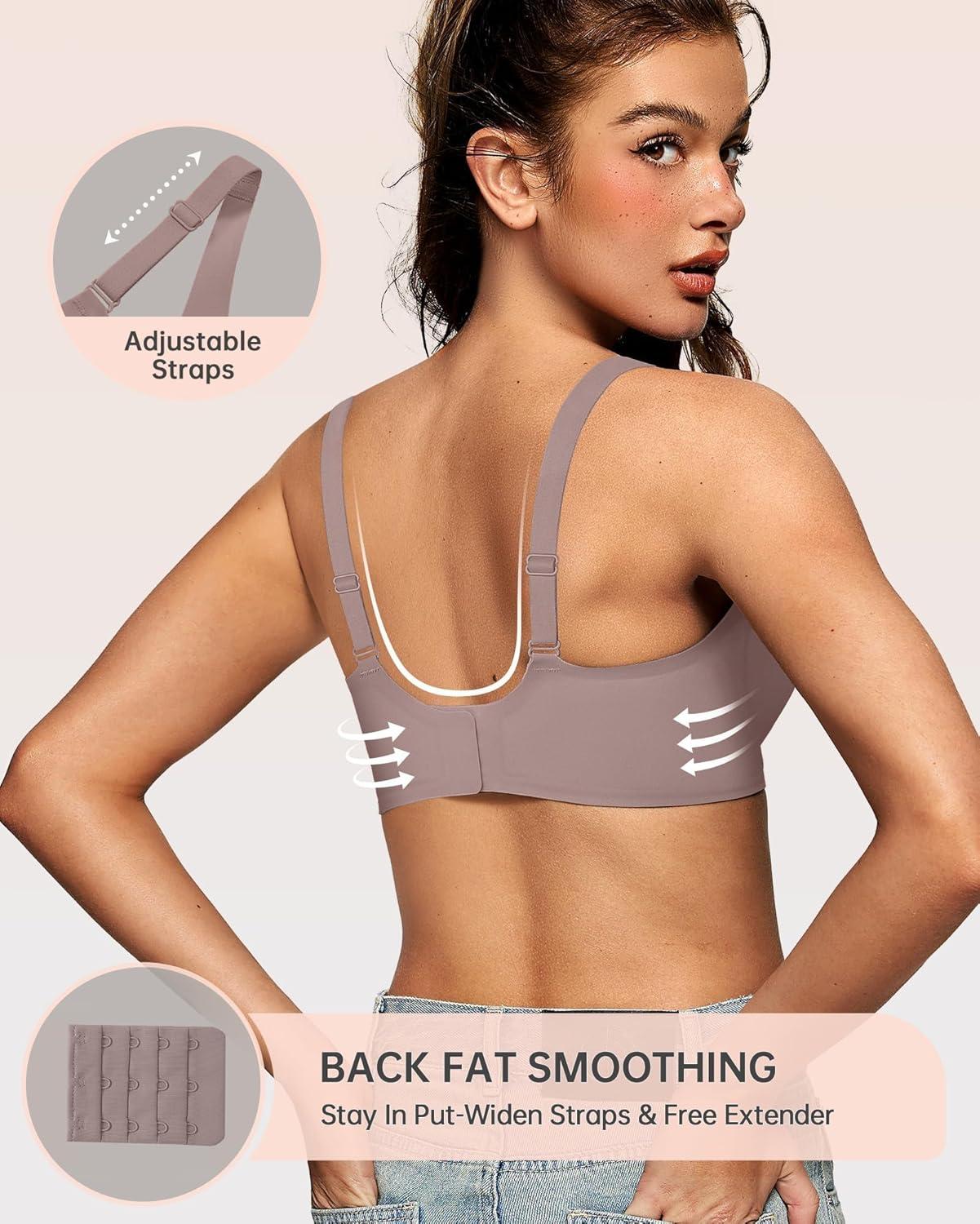 imageOEAK Womens Deep V Bras Wireless Comfortable Bra Supportive No Underwire Bras Tshirt Push Up Bralettes Plunge Seamless BraGrey