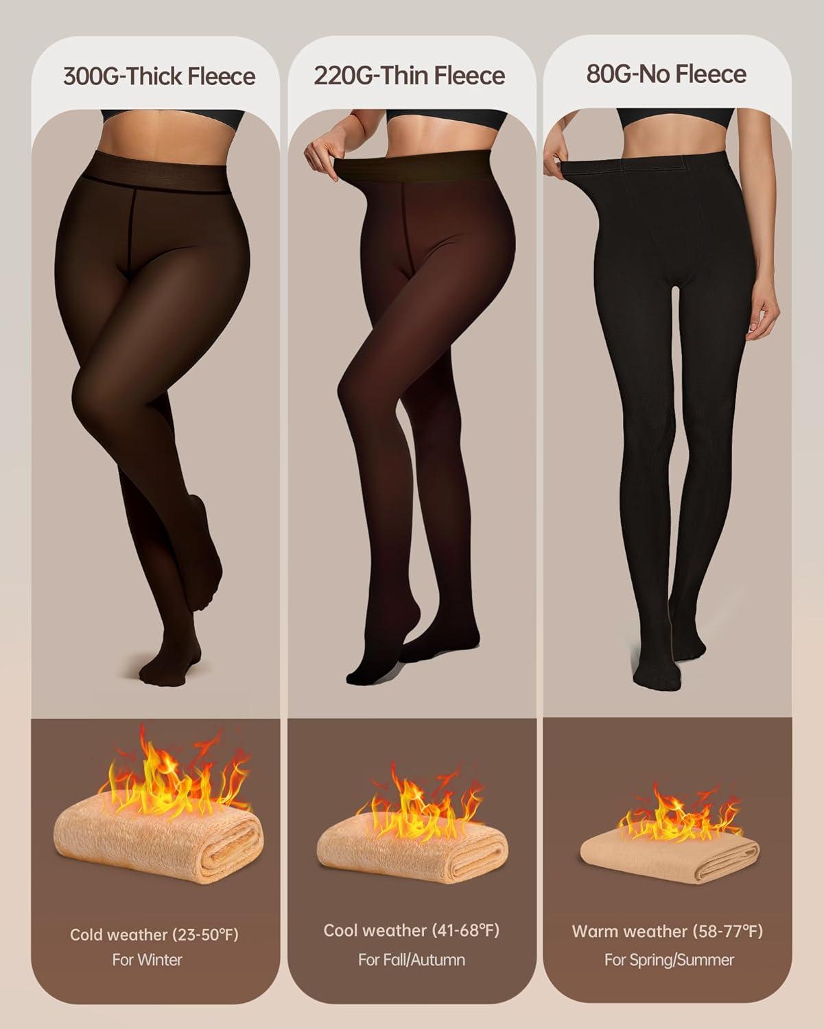 imageOEAK Womens Fleece Lined Tights Fake Translucent Pantyhose Thermal Opaque High Waisted Winter Legging Footed Sheer TightsFake Translucent Chocolate