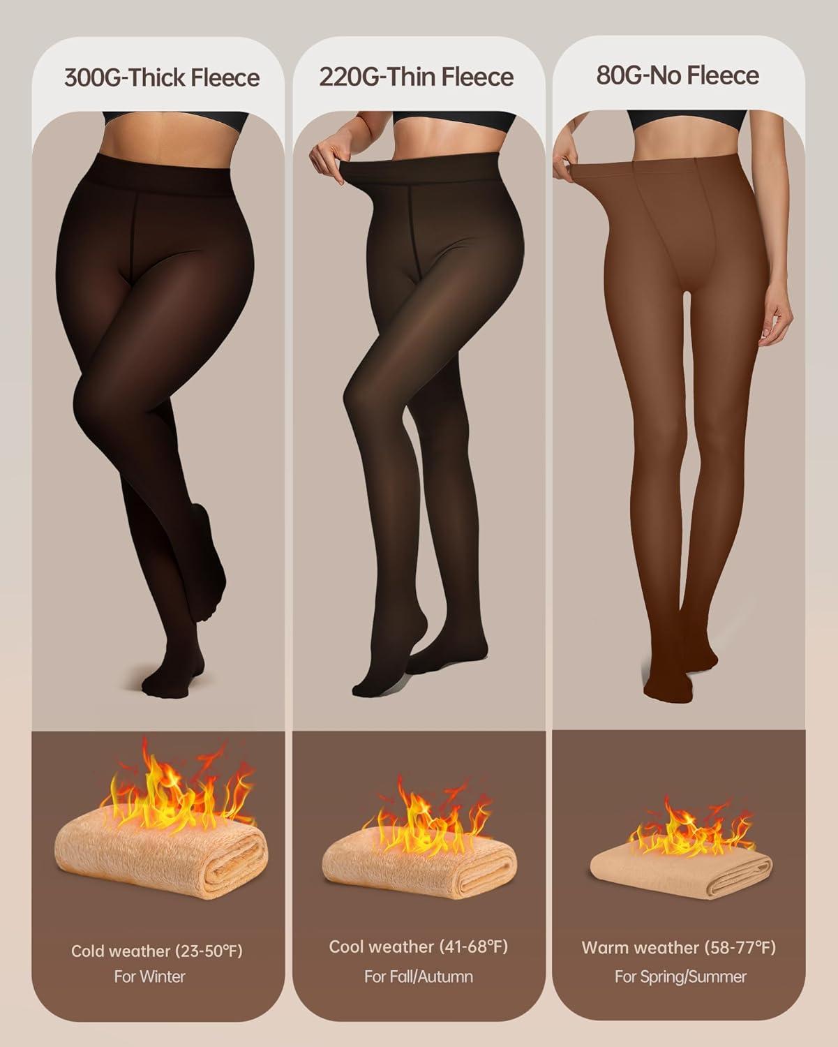 imageOEAK Womens Fleece Lined Tights Fake Translucent Pantyhose Thermal Opaque High Waisted Winter Legging Footed Sheer TightsFake Translucent Coffee