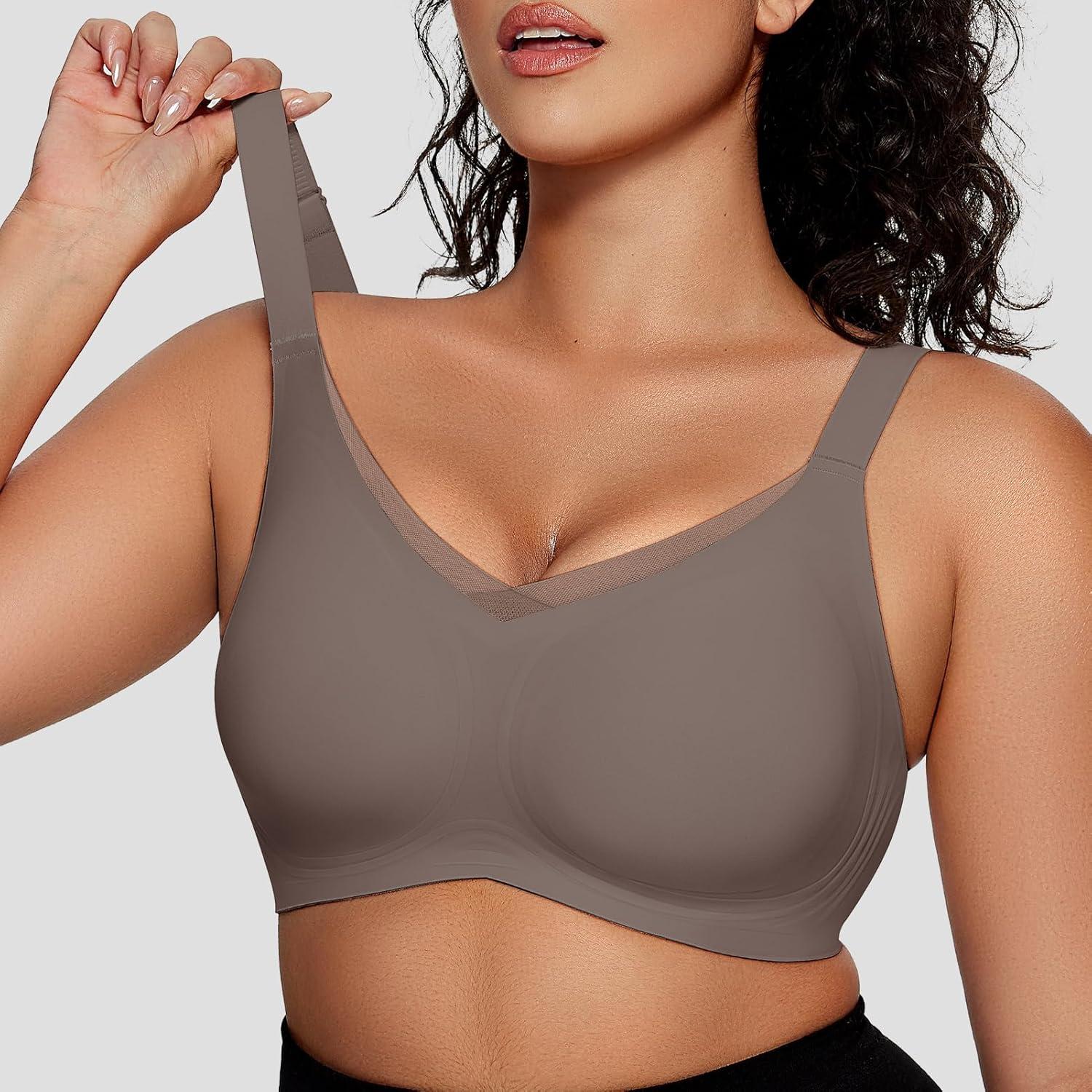 imageOEAK Womens Fleece Lined Tights Leggings Sheer Fake Translucent Tights Womens Wireless Bras V Mesh Comfortable Bralette Supportive Tshirt Bra Coffee 220g LXL PLUS Grey XL