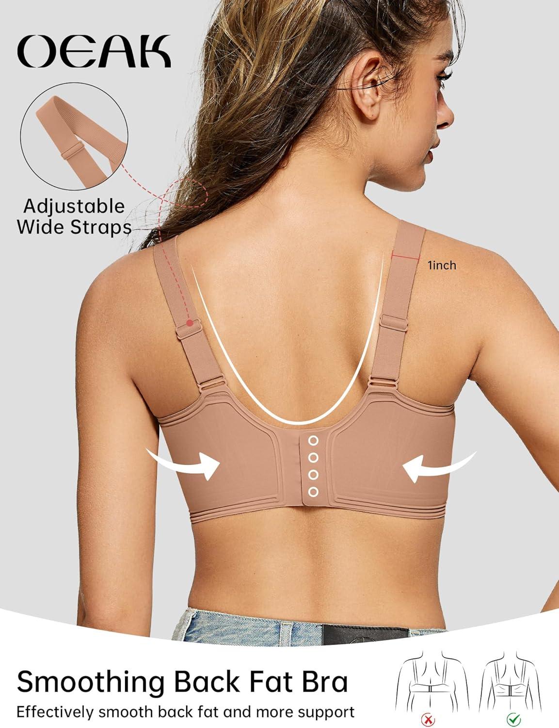 imageOEAK Womens Seamless Push Up Bras No Underwire Full Coverage Anti Sagging Comfortable Bras V Neck Bra Wireless Everyday Bra ApricotL